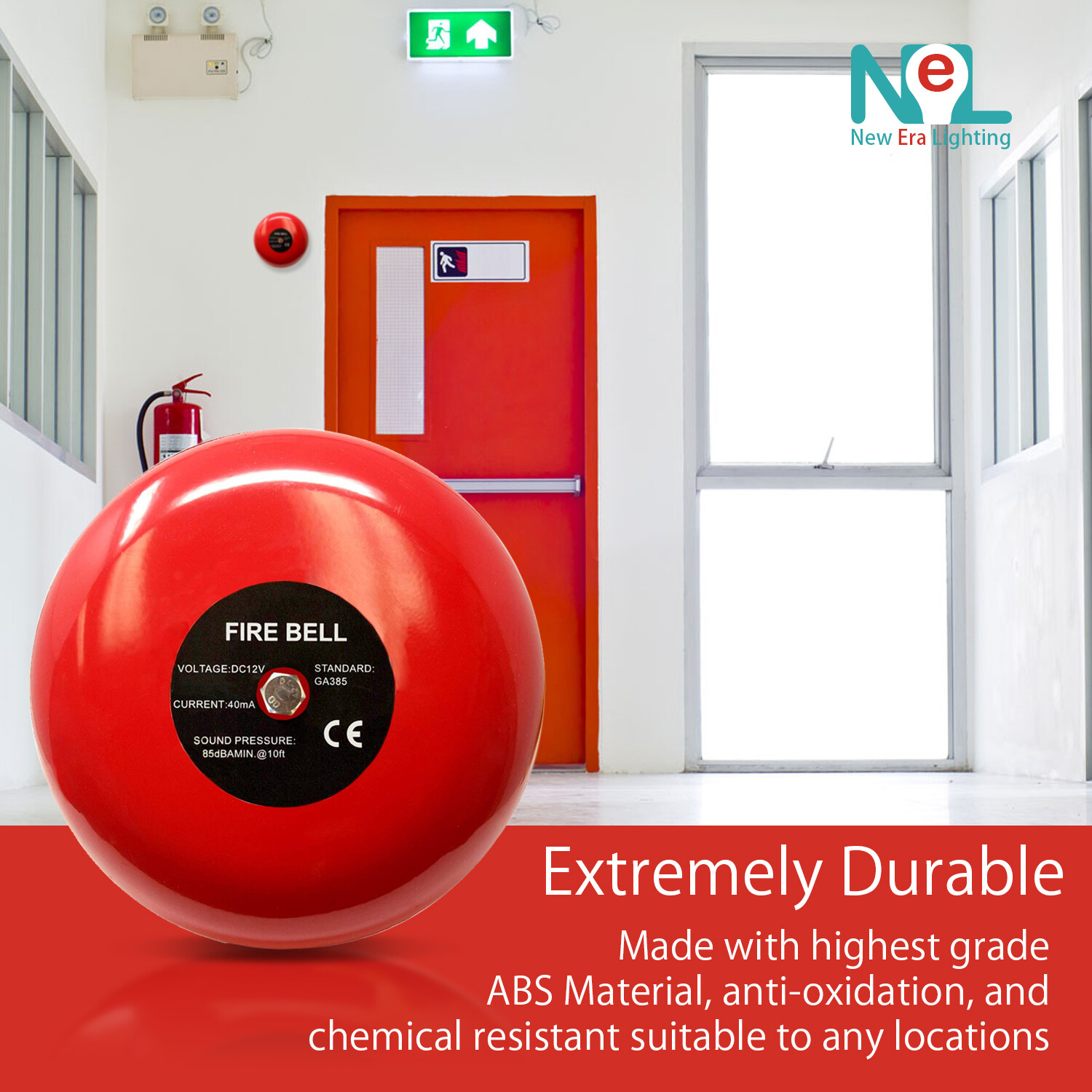 1-8 X NEW ERA Fire Alarm Bell, 6″, 12VDC, Security Bell 12V DC