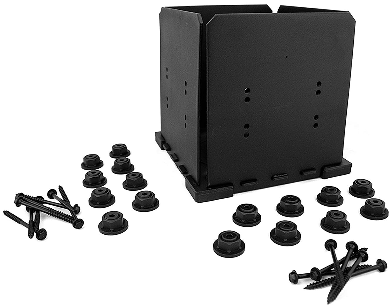 OZCO Ironwood Post Base Kit, 10in x 10in, 1 Kit with Hardware, Black