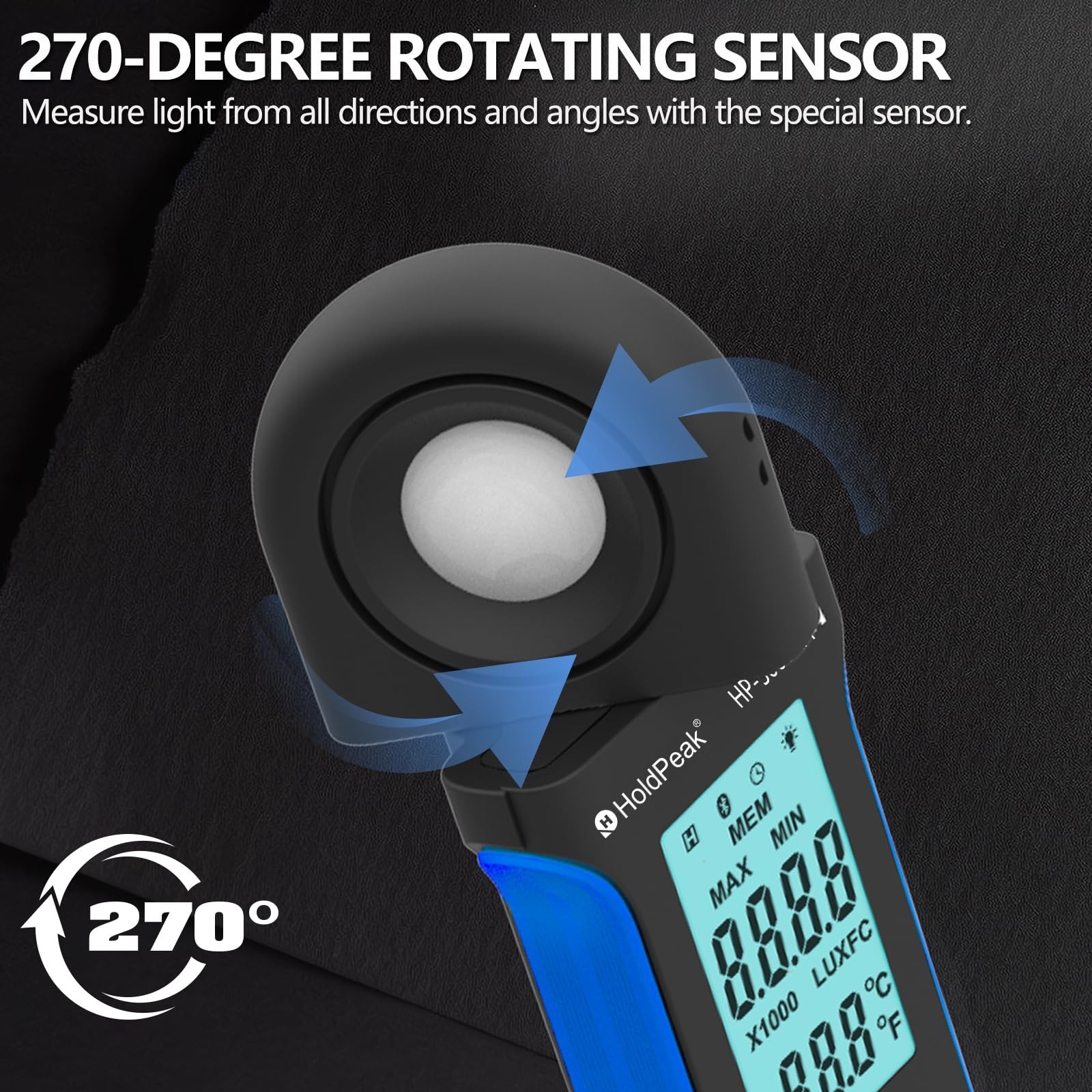 HoldPeak Illuminance Light Meter with Bluetooth, Digital Lux Foot Candles Met…