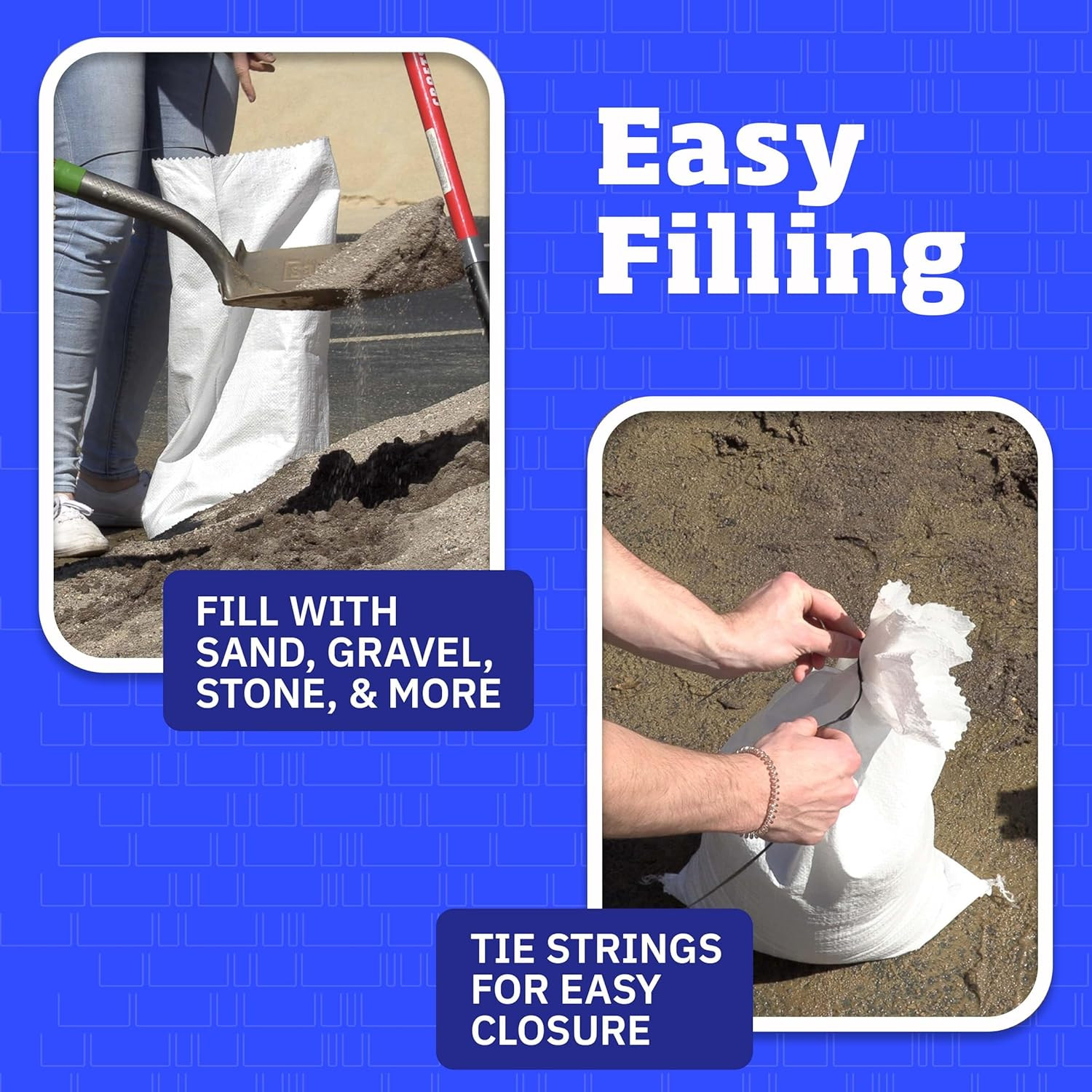 Heavy Duty Sand Bags with Tie Strings Empty Woven Polypropylene Sand-Bags for Fl