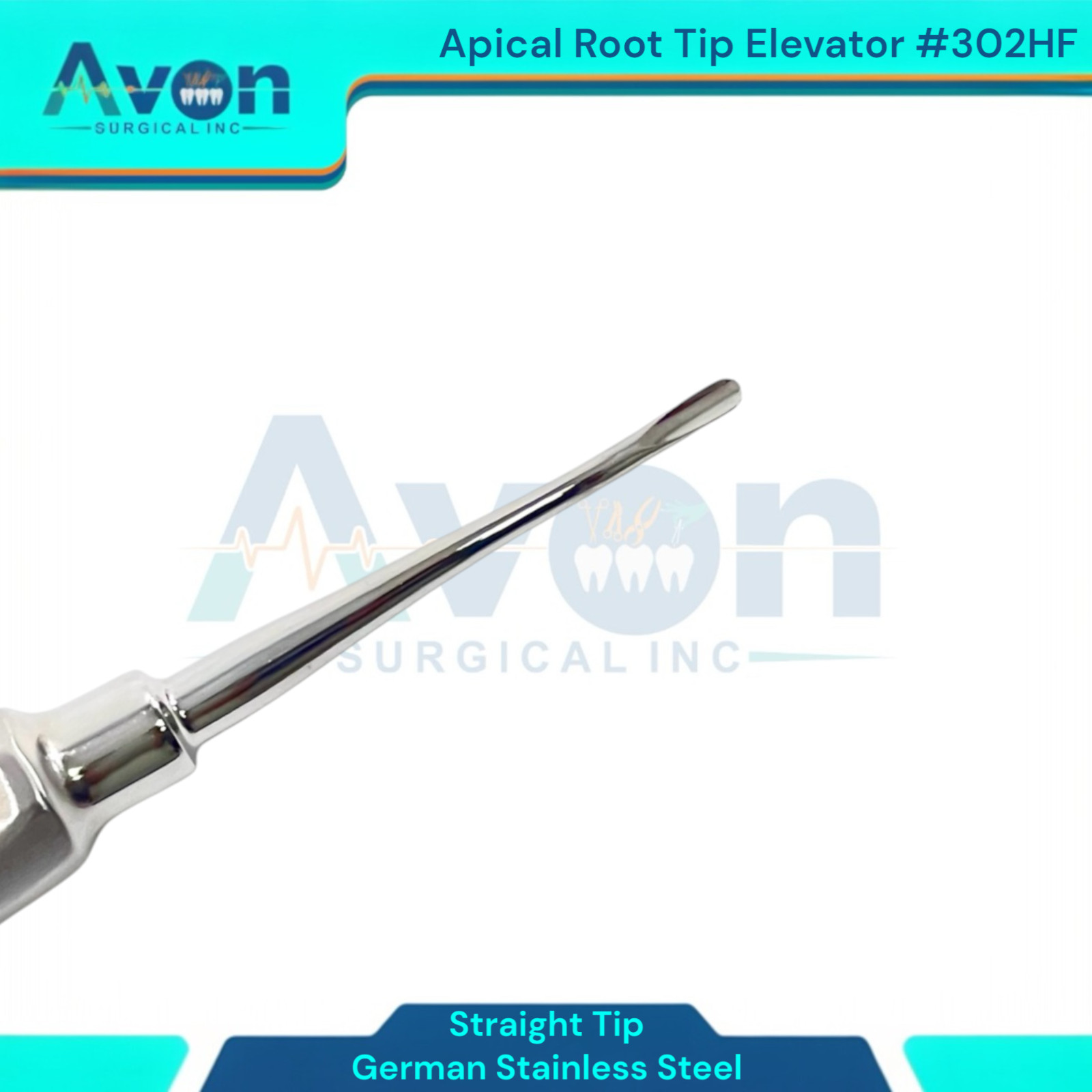 2pcs Dental Root Extraction Apical Elevator Picks, #302HF + #303HF, Stainless