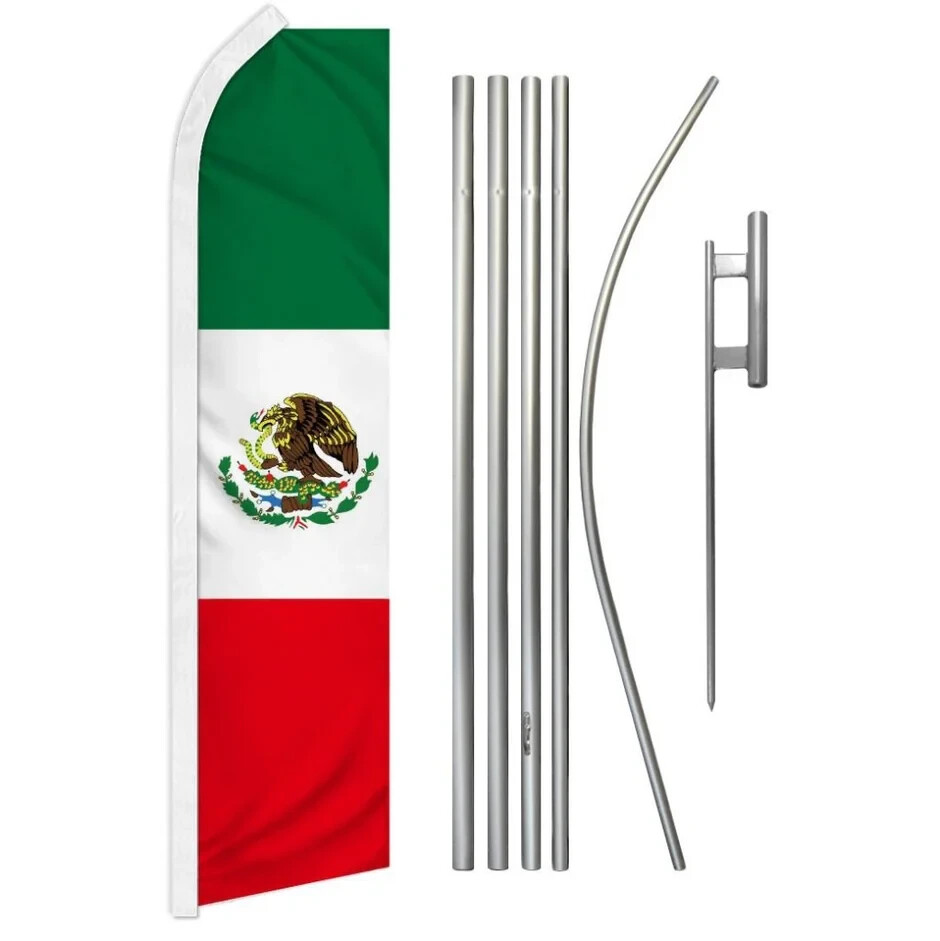 Mexico Swooper Flutter Feather Advertising Country Flag & Pole Kit
