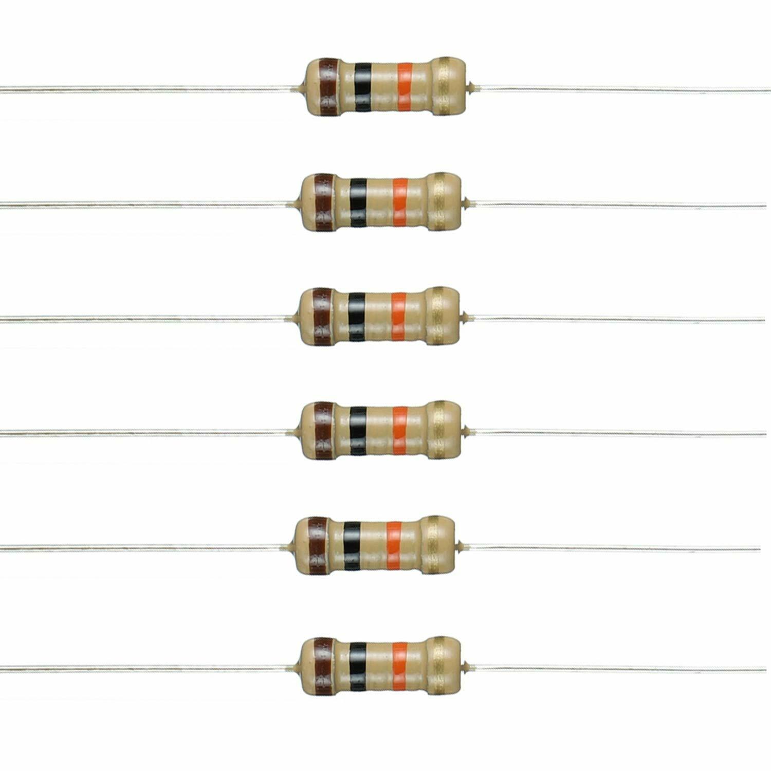 10 Pack~100PACK 10k Ohm Ω 5% Tolerance 1/4W 0.25 Watt Carbon Film Resistor