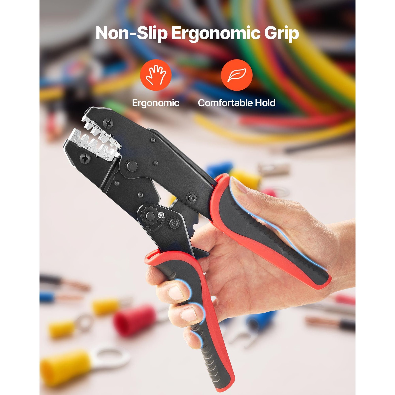 Heavy-Duty Ratcheting Crimping Tool for 24-10 AWG Electrical Projects