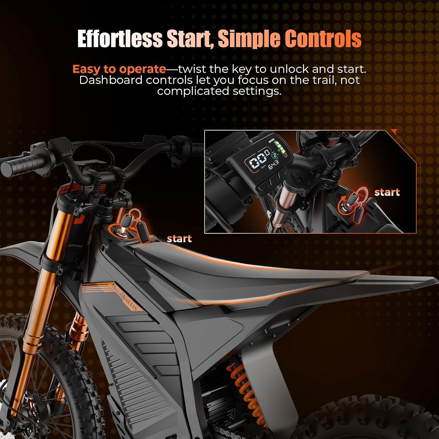 Adult Electric Dirt Bike Peak 6000W 60V/30AH 50MPH Off-Road Motorcycle E-Bike