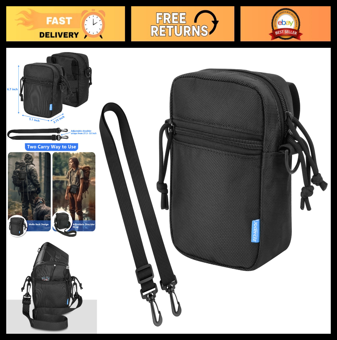 Protective Case for Night Vision Goggles, Nylon Travel Bag, Soft Liner, SD Card
