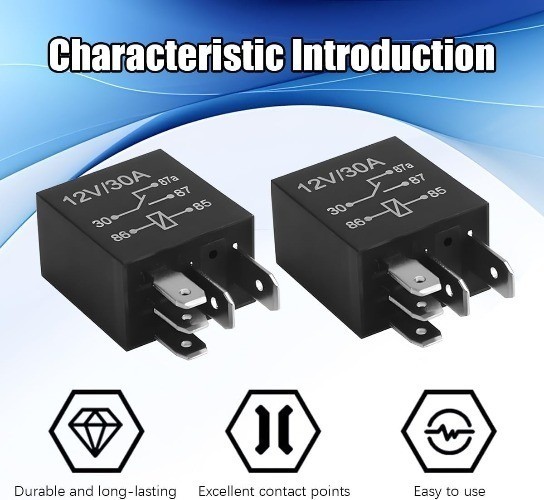 2PCS 5Pin 12V 30A Heavy Duty Vehicle Standard Starter Relay for Mo Color: 5Pin