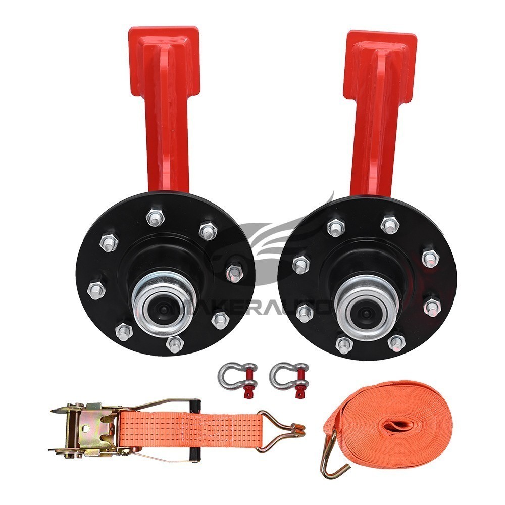 2Pack Shipping Container Wheels 8×6.5 Lug Wheels Kit with Ratchet Strap US