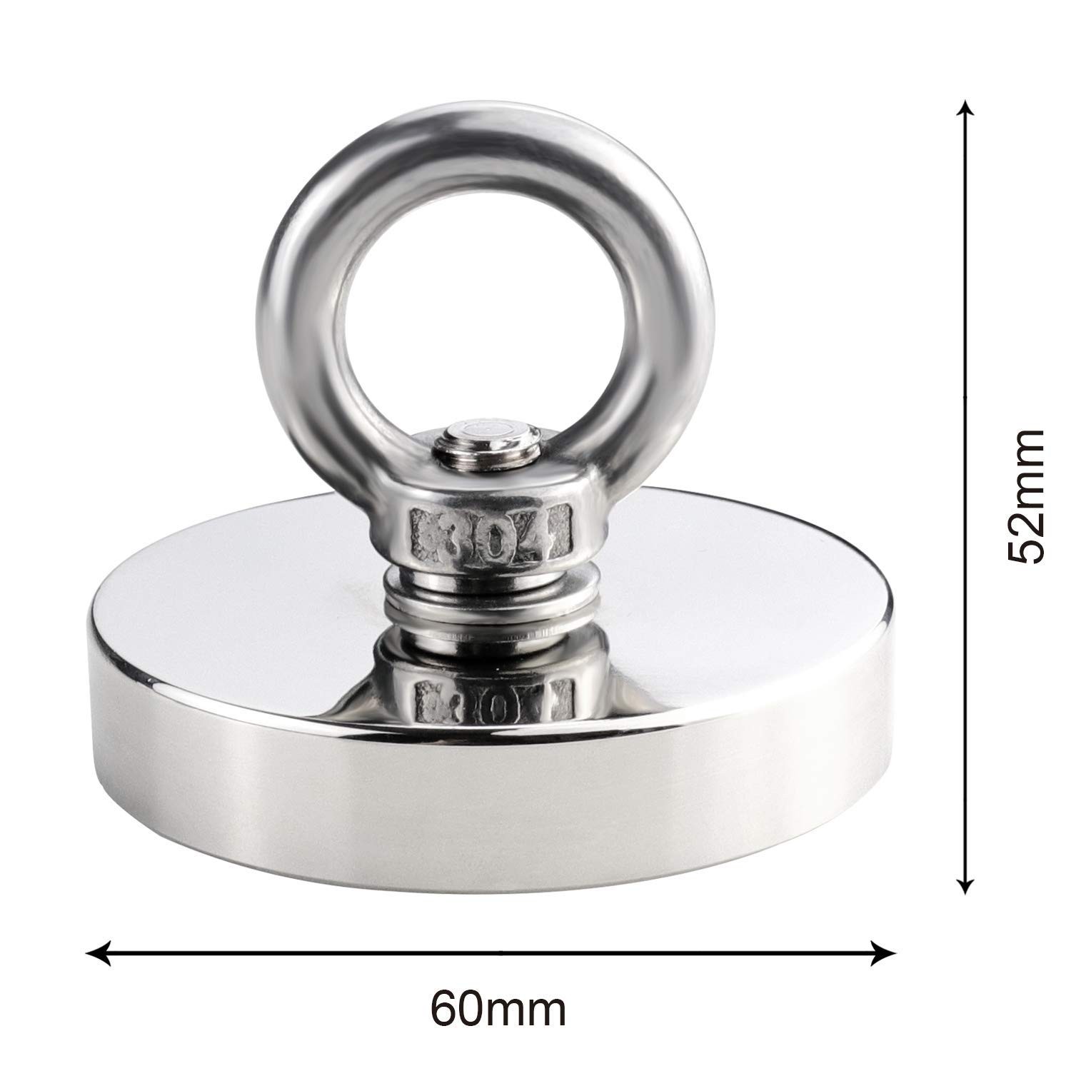 Fishing Magnet 500LB Neodymium Rare Earth Countersunk Eyebolt 2.36in Retrieval