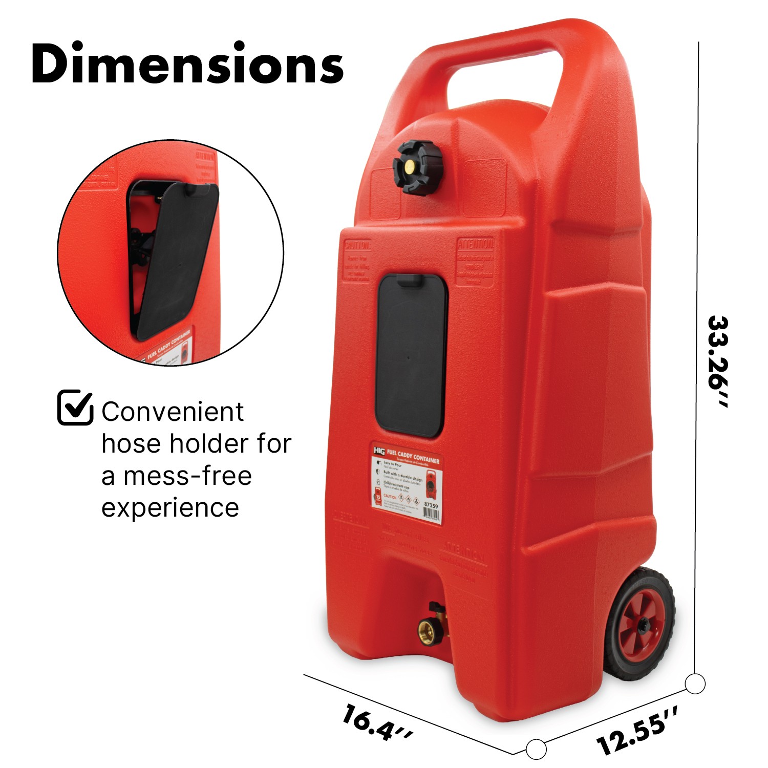 LAUCO Mobile Fuel Caddy 75L with Transfer Hose & Nozzle Gun