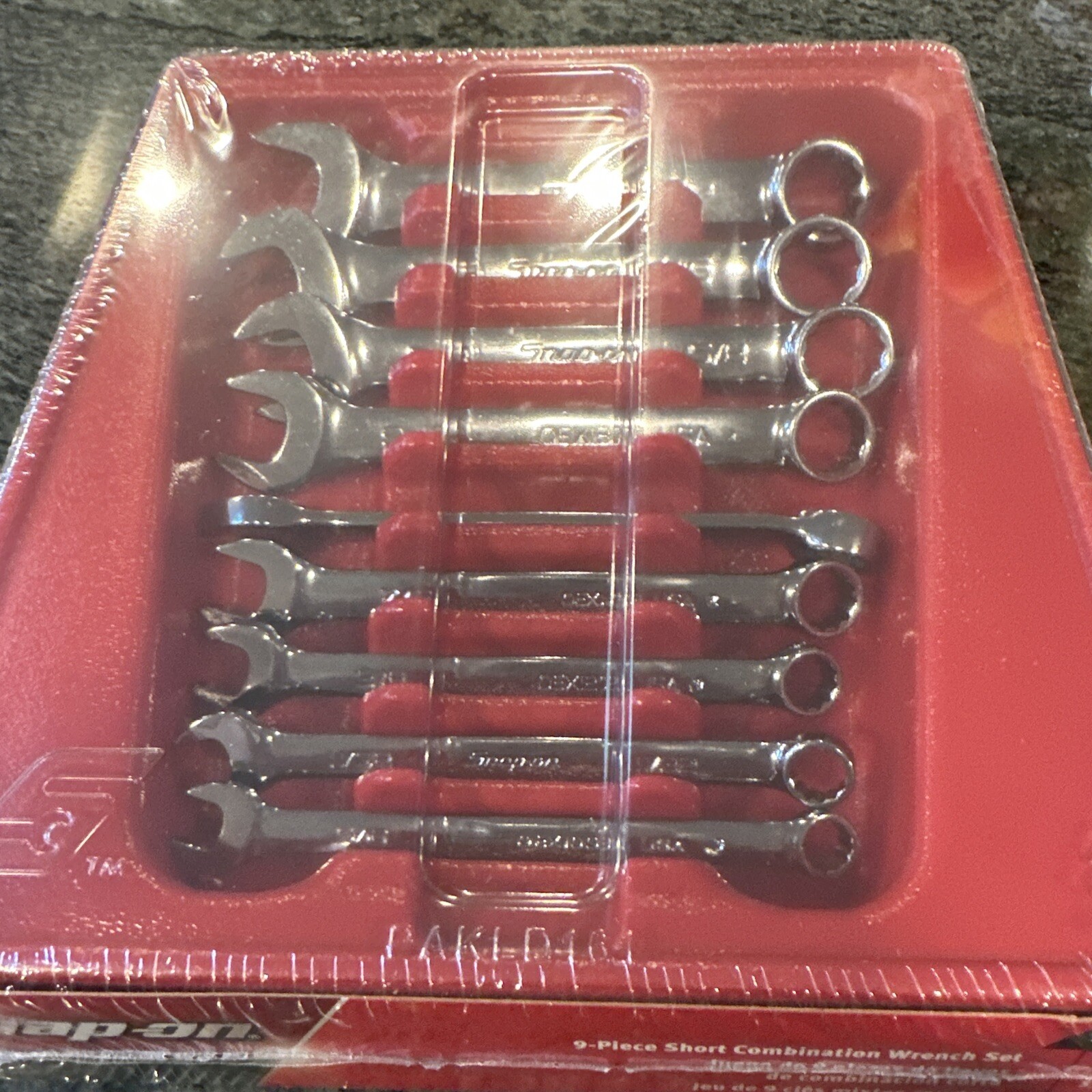 Snap On oexs709b 5/16-3/4” 9 pc short combination sae wrench set sealed
