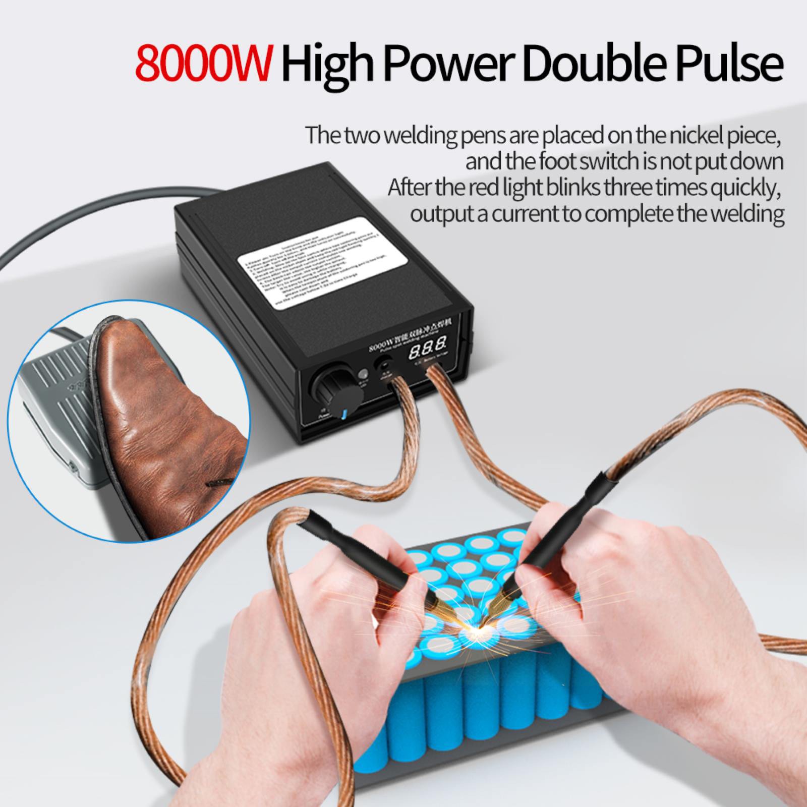 New 8000W Mini Spot Welder Machine DIY Kit 18650 Battery Spot Welding Pen Tool