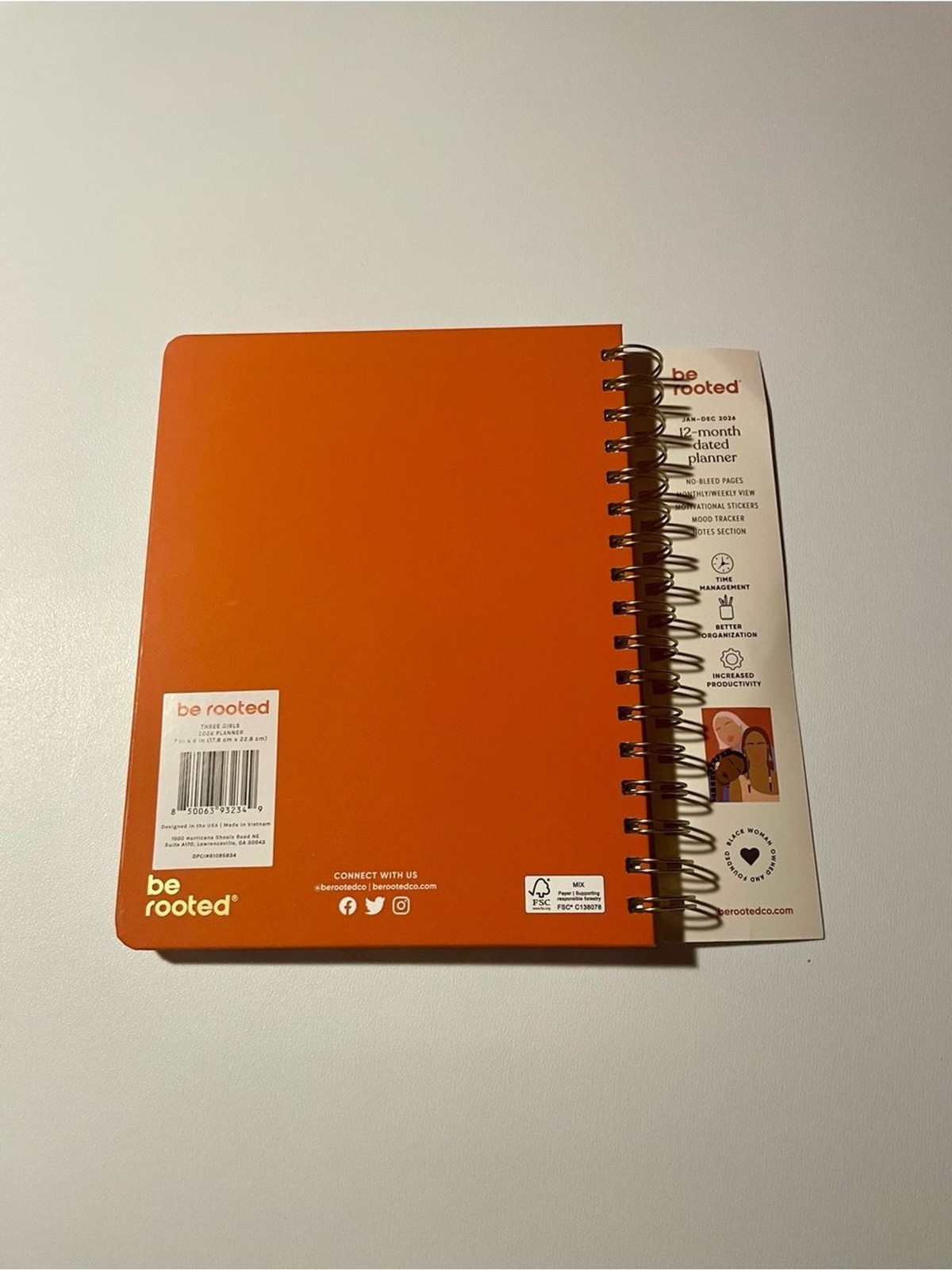 Be Rooted 2026 Illustrated Spiral Planner – Rust & Peach 12 Month Day Plans NWT