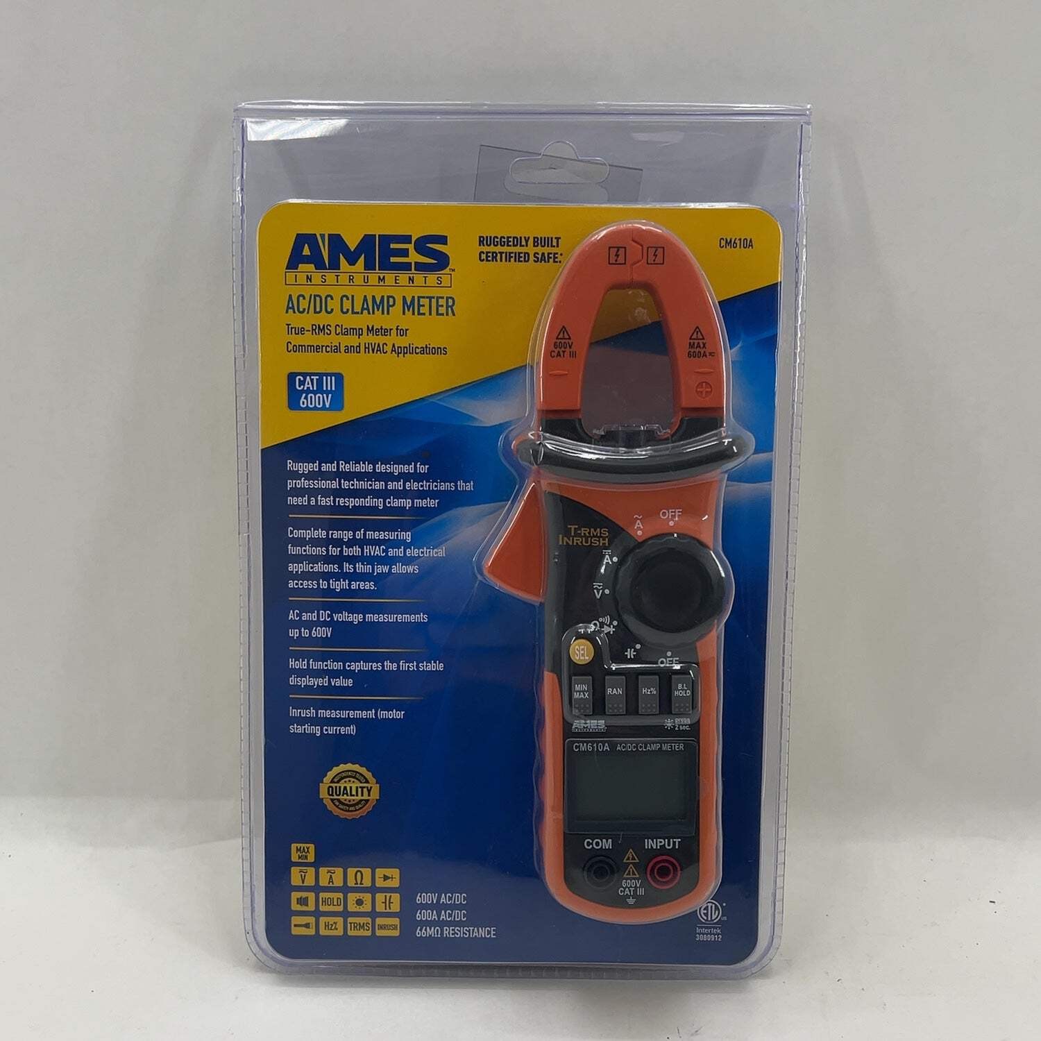 New Ames Instruments CM610A 600V AC/DC Clamp Meter