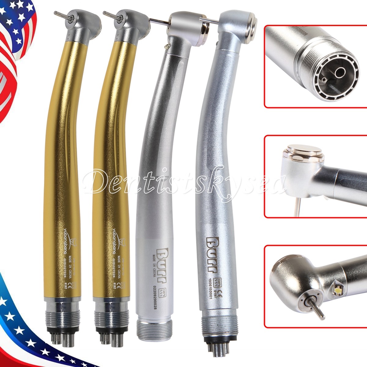NSK Style Dental (Fiber Optic LED E-generator) High Speed Handpiece 2/4 Holes US