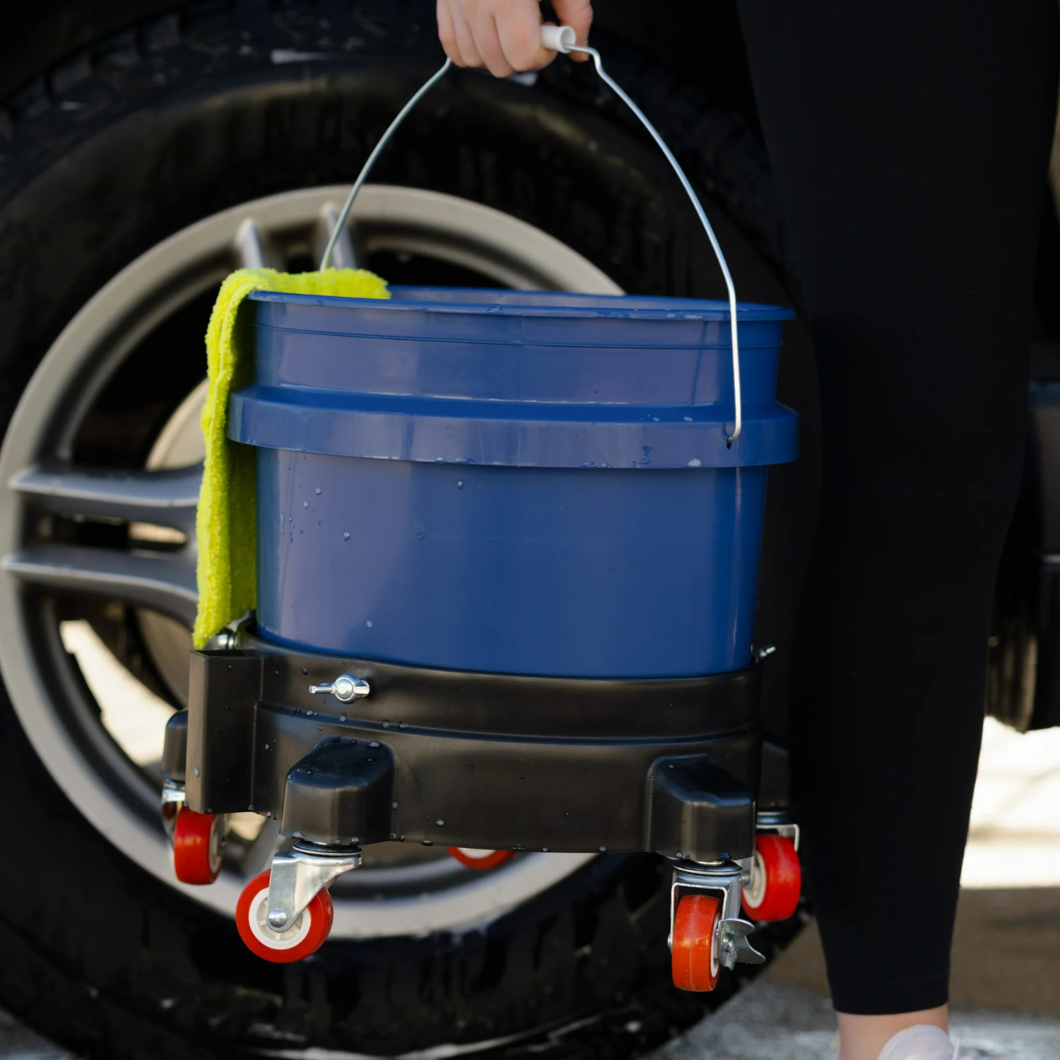 Auto Drive 12in Bucket Dolly with 5 Locking Casters Fits 3.5 to 7 Gallon Buckets