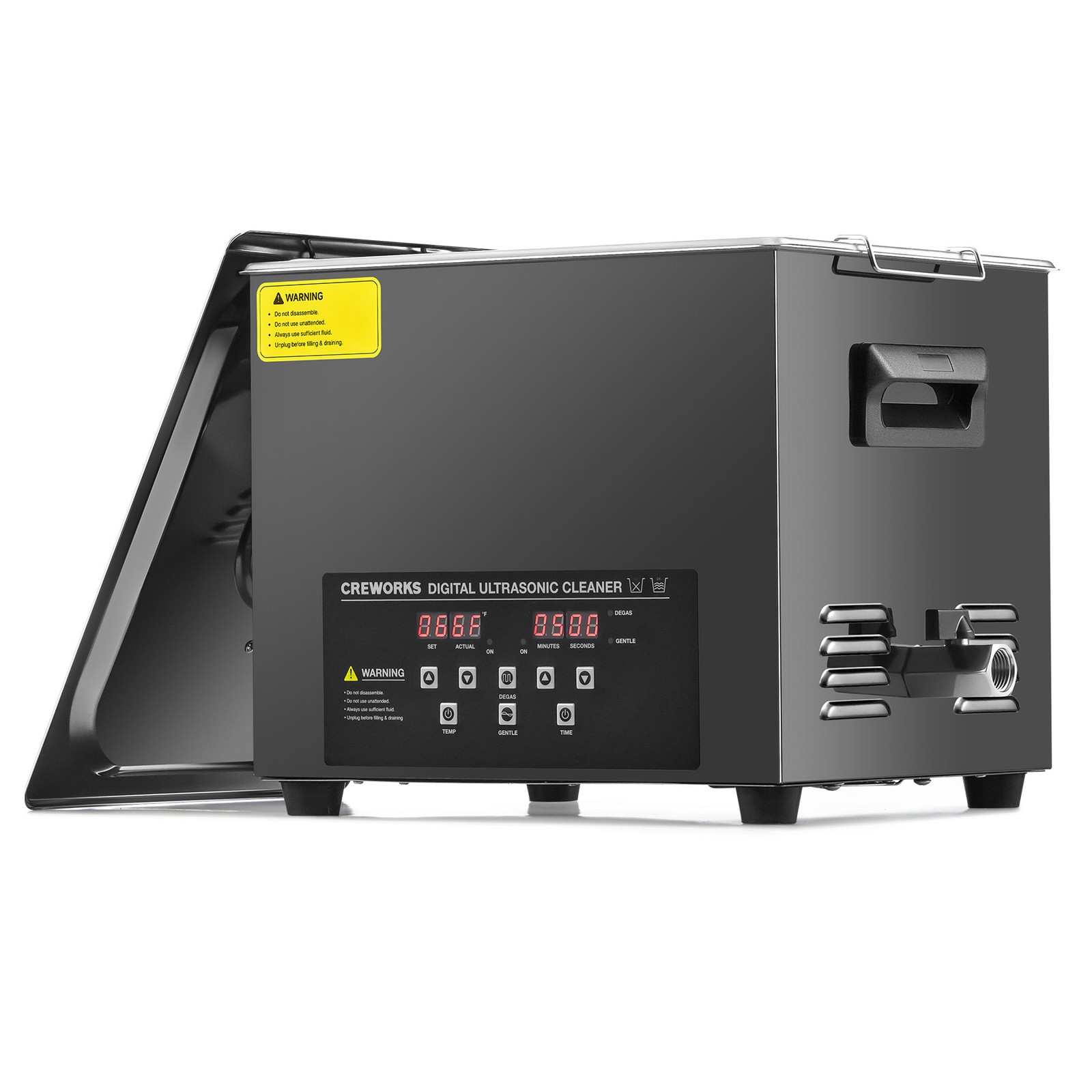 CREWORKS 10L Digital Ultrasonic Cleaner with Degas & Gentle Mode 600W Heater