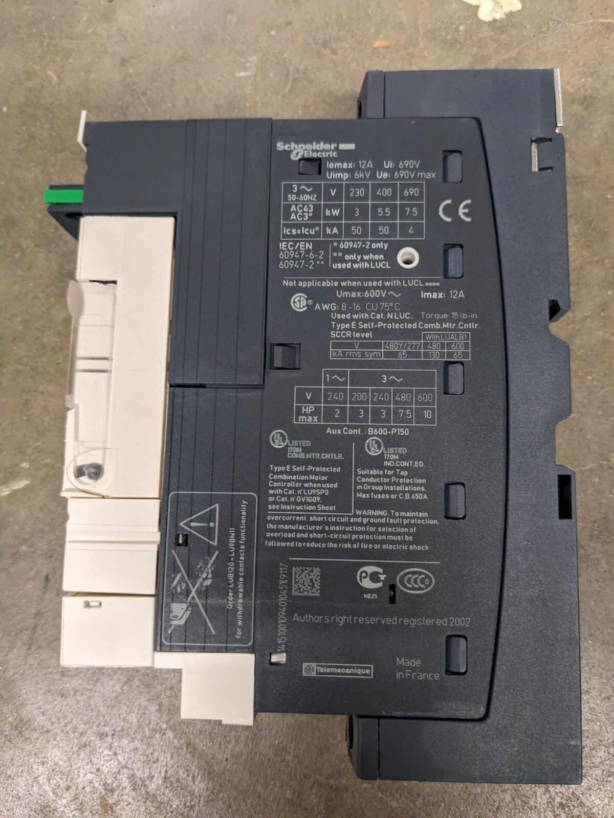 Schneider Electric, Motor Controller 24V 12A LUCB05FU