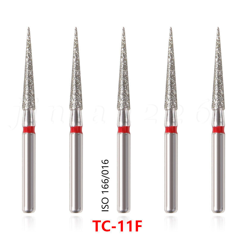 50pcs Dental Diamond Burs Burr FG 1.6mm Tips TC-11F for High Speed Handpiece Red