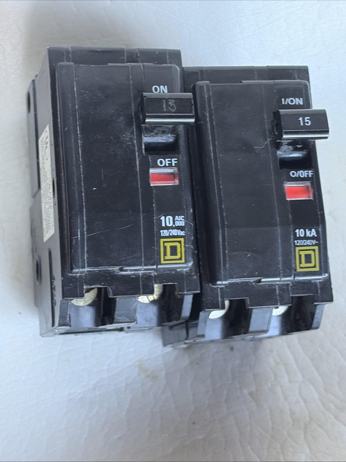 Square D QO215 15A Miniature Circuit Breaker 2-Pole QO 10kA Yellow D ~used