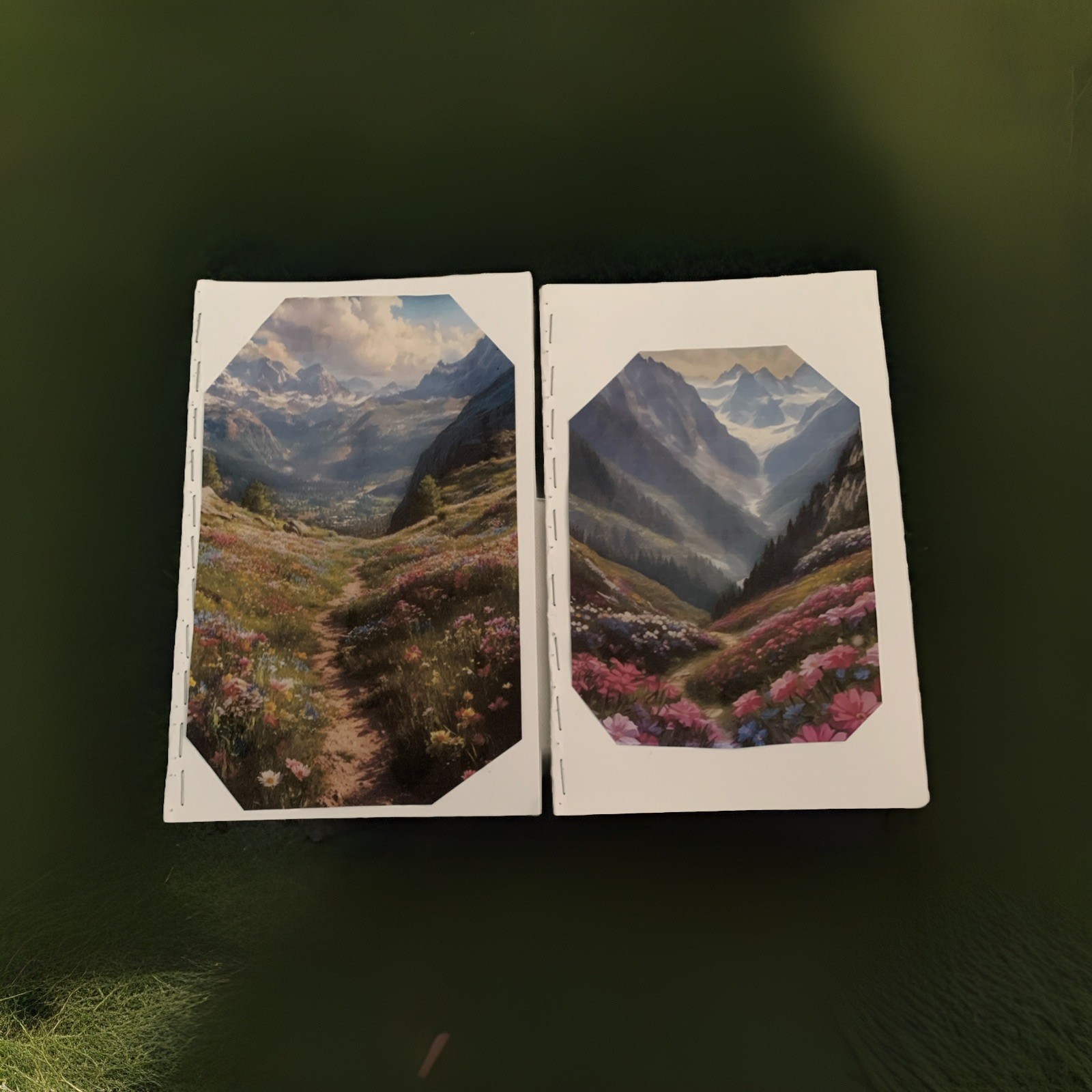 Alpine Meadow Handmade Notebook – Nature-Inspired Blank Lined Journals 2 Sets