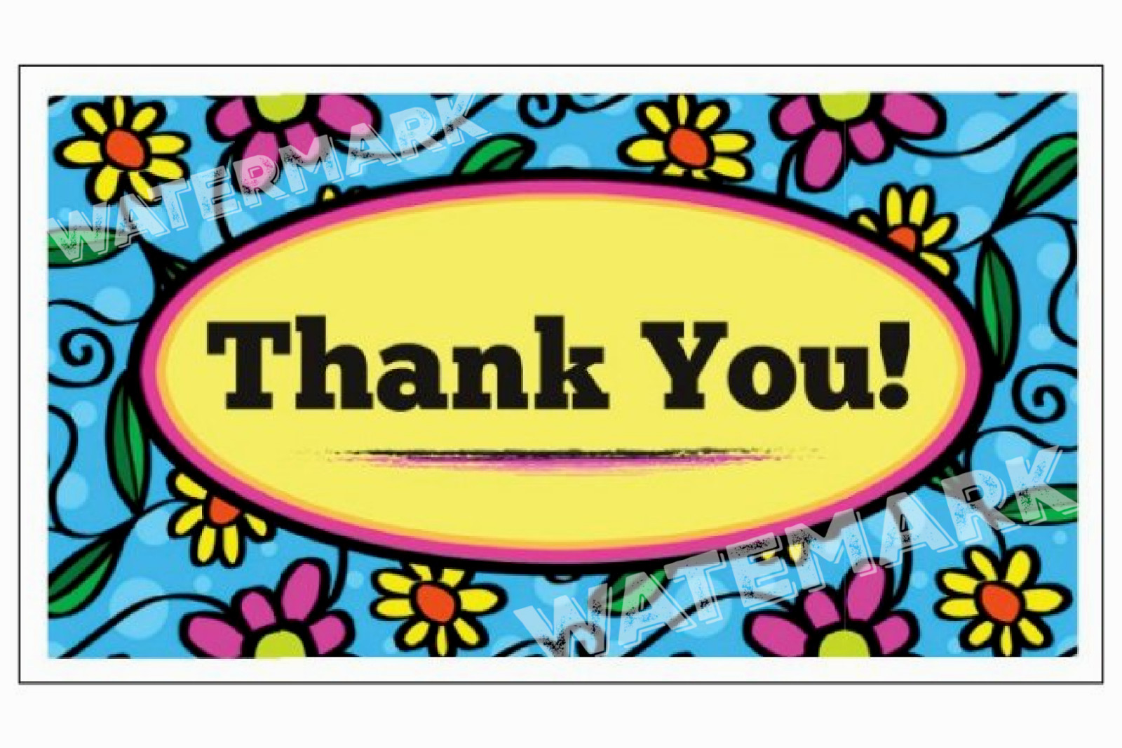 Business Cards Thank You Business Cards, Tags Blue Yellow Flowers 3.5×2″