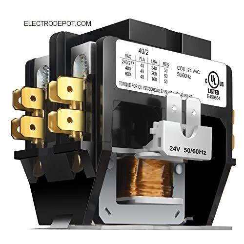 Furnace Repl Titan Max Dp Contactor 2 Pole 40 Amp 24V Coil HVAC AC 50A 30A Motor