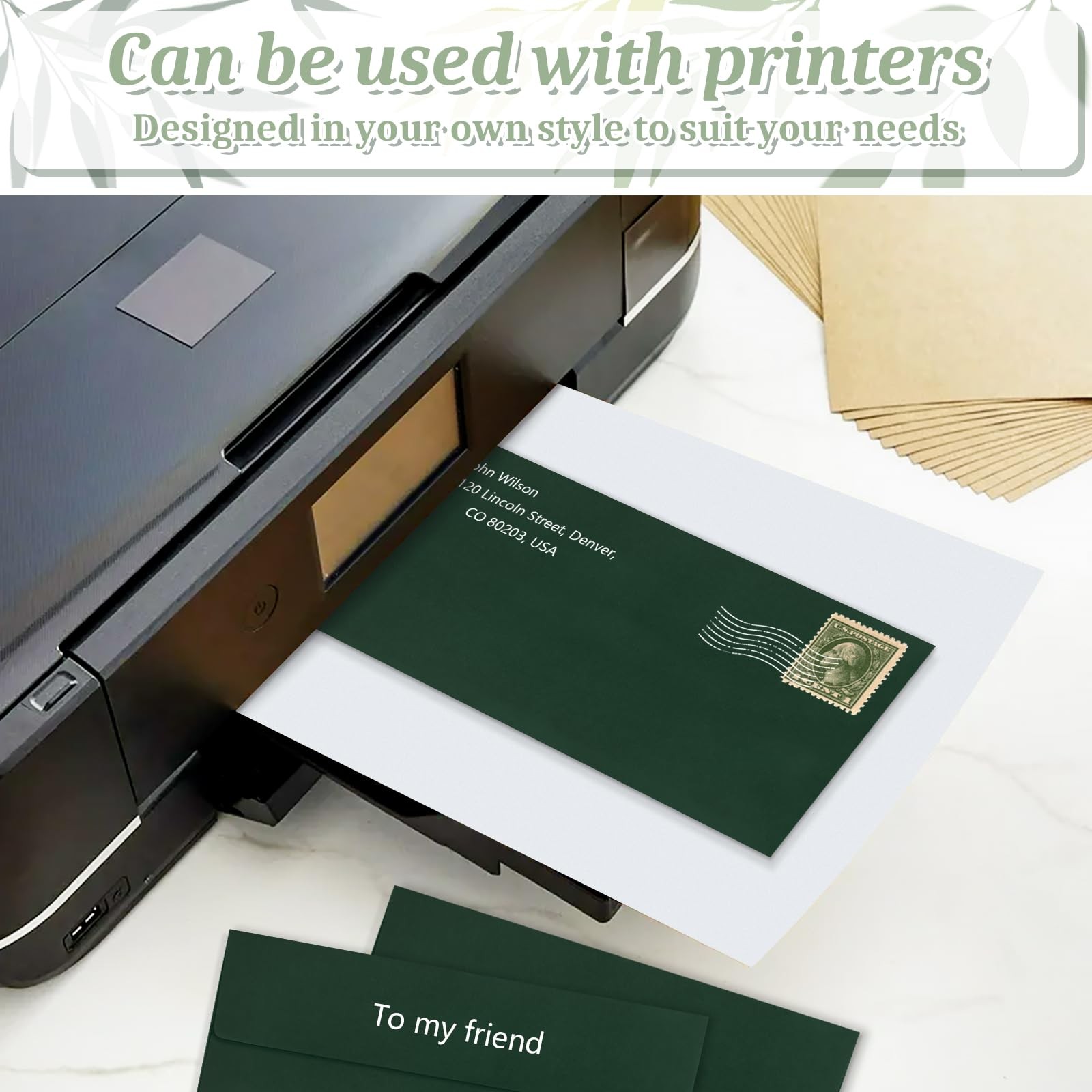 50 Pcs Dark Green #10 Business Envelopes, Self Seal Standard Envelopes, Windo…