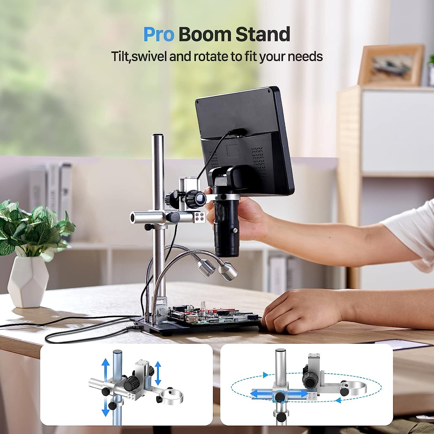 TOMLOV 10″ LCD 2000X Digital Microscope Soldering for Electronics Repair HDMI