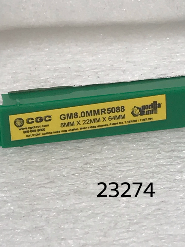 4 Flutes 8.0mm x 22.0mm x 64.0mm 2.0mm Radius GMX35 Gorilla Mlll Carbide EndMill