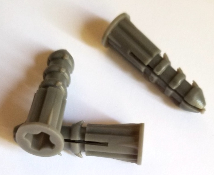Ribbed Barbed Plastic Anchors #10-12 x 1-1/4″ Gray , With or Without Screws