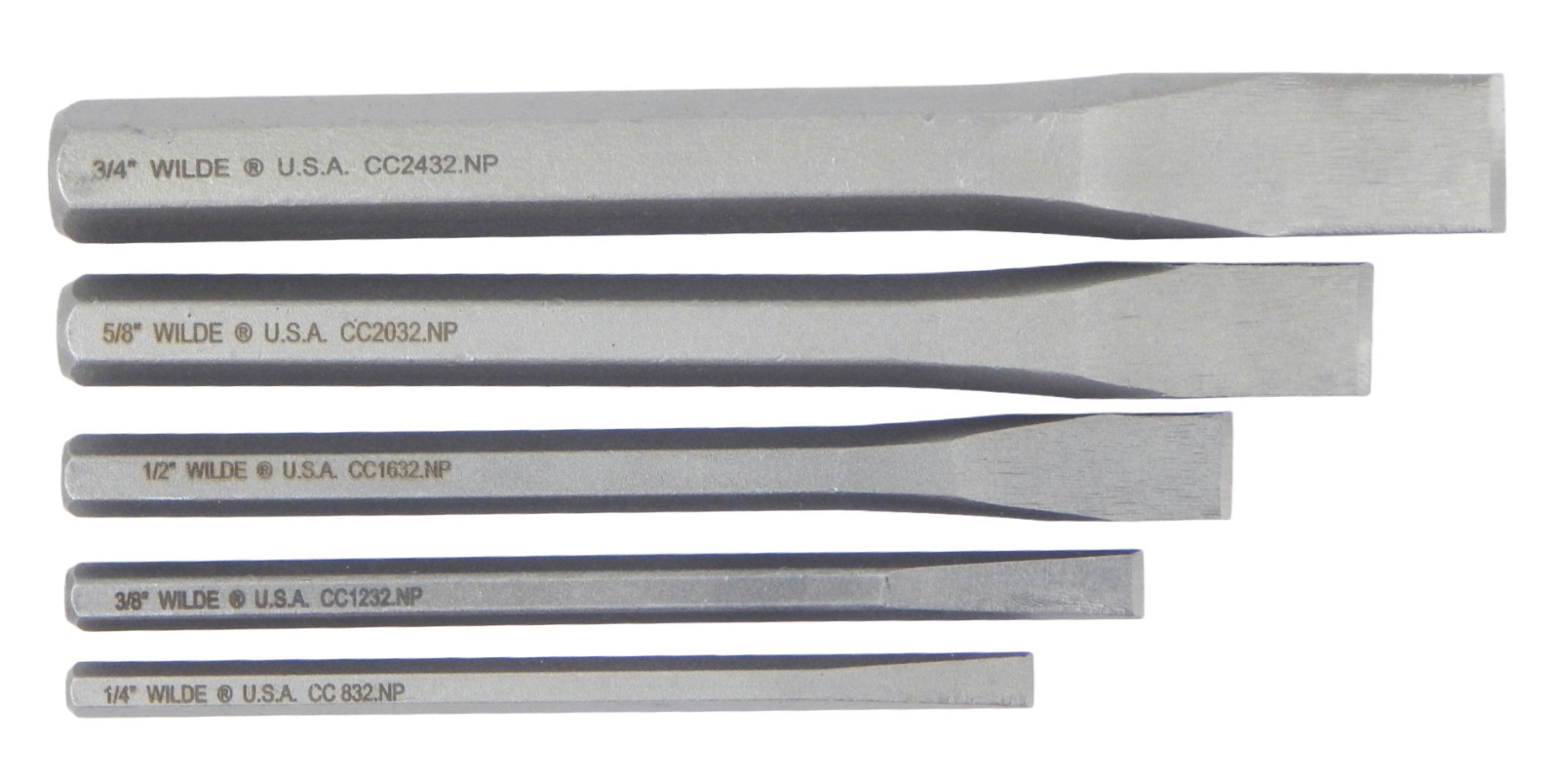 Wilde 5pc Cold Chisel Set 5/16″ to 3/4 Inch MADE IN USA High Carbon Steel