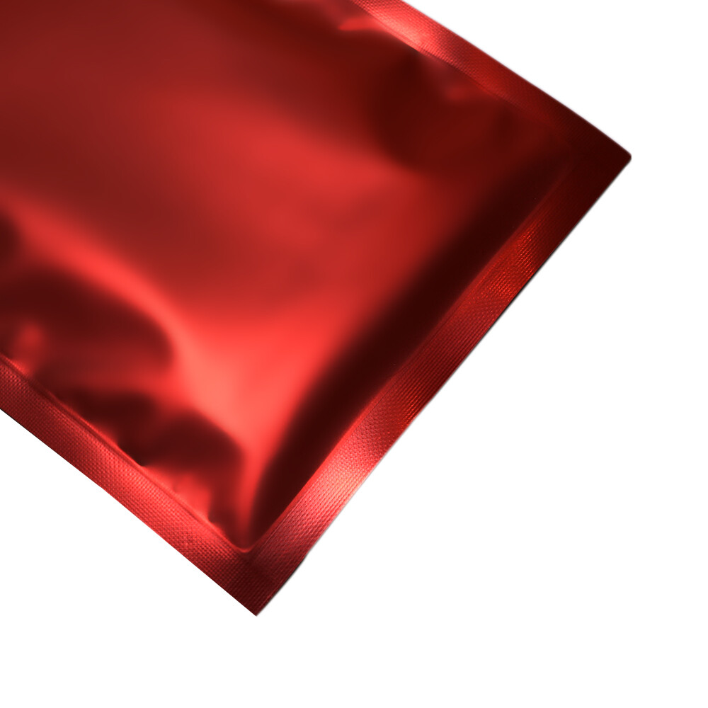 Flat Red Metallic Mylar Foil Zipper Seal Resealable Bags Smell Proof Pouch
