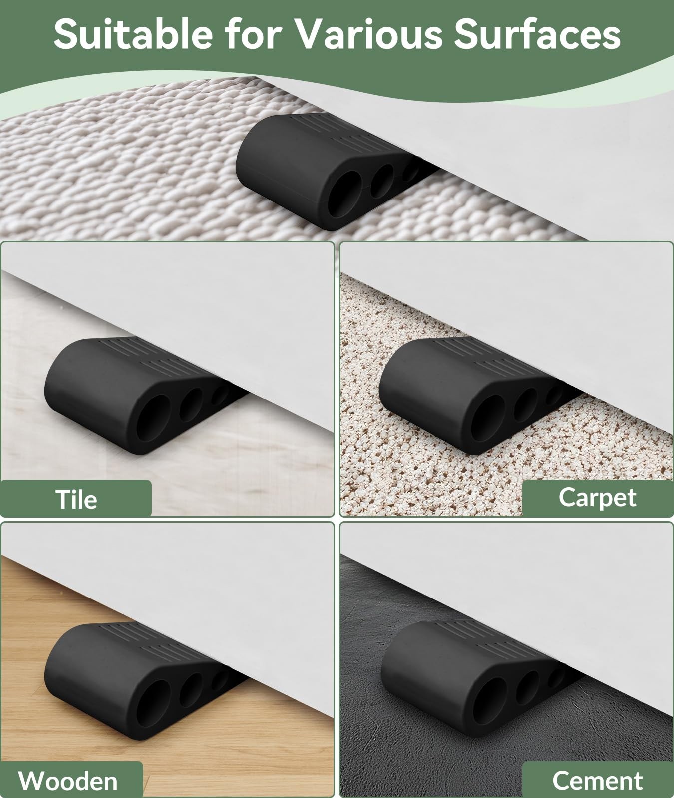 1.9 Inches Heavy Duty Door Stopper, 2 Pack Rubber Door Stop, Door Stoppers..