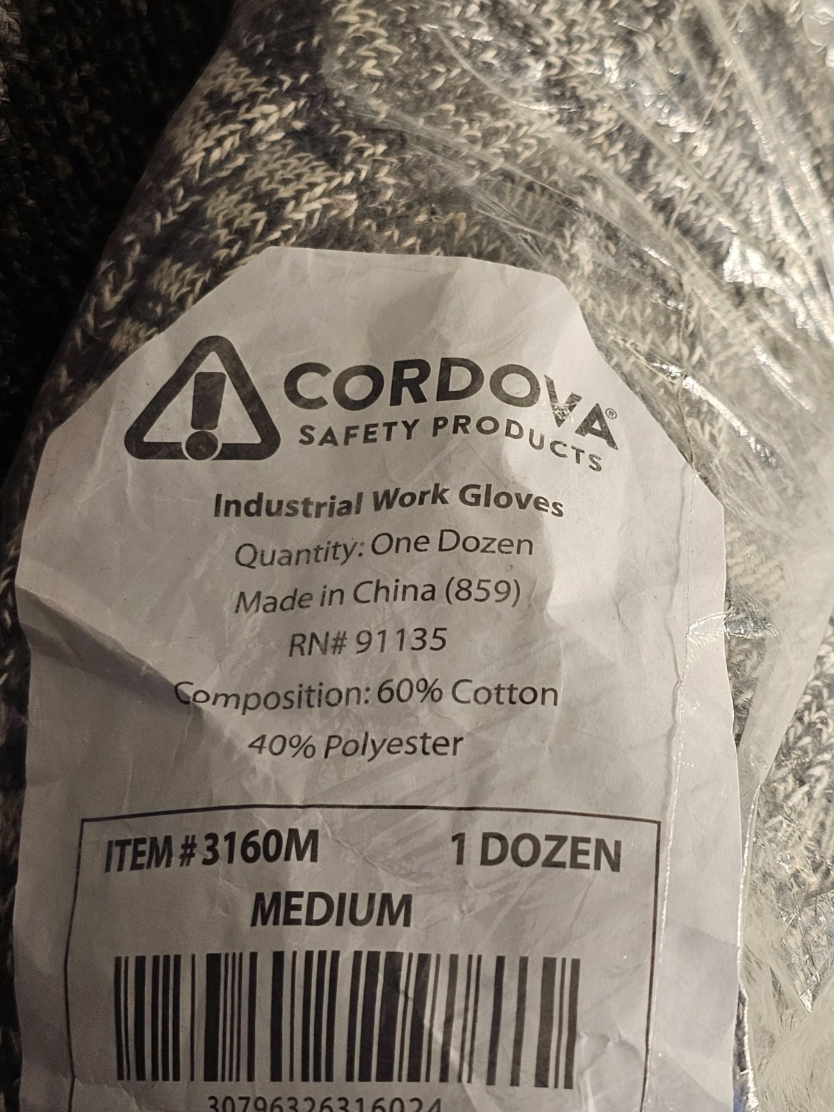 (QTY 12 Pairs) Cordova 3160M Heavy Weight Glove Multi-Color Poly/Cotton Medium