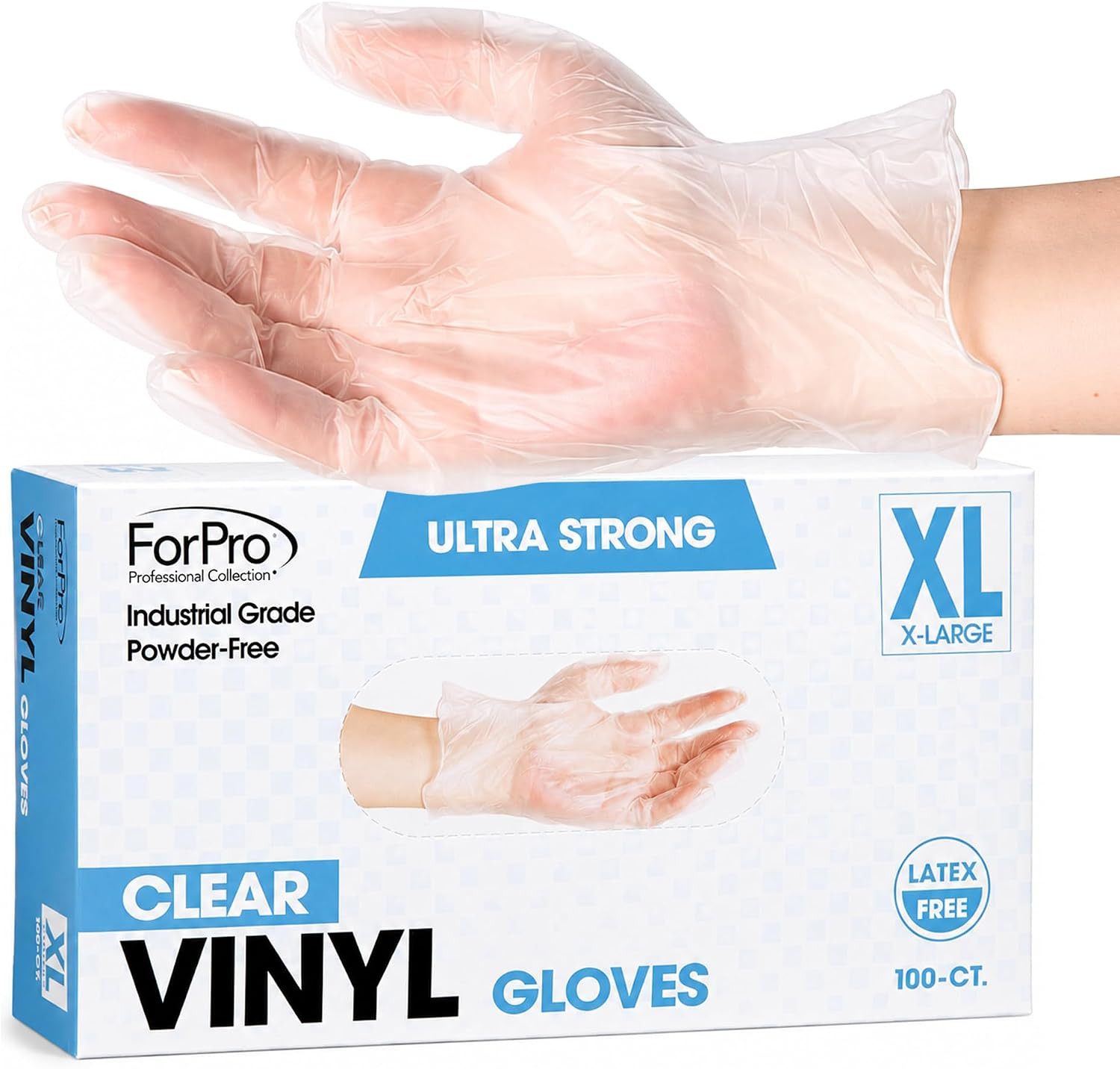 Forpro Disposable Vinyl Gloves, Industrial Grade, Powder & Latex Free, Non-Steri