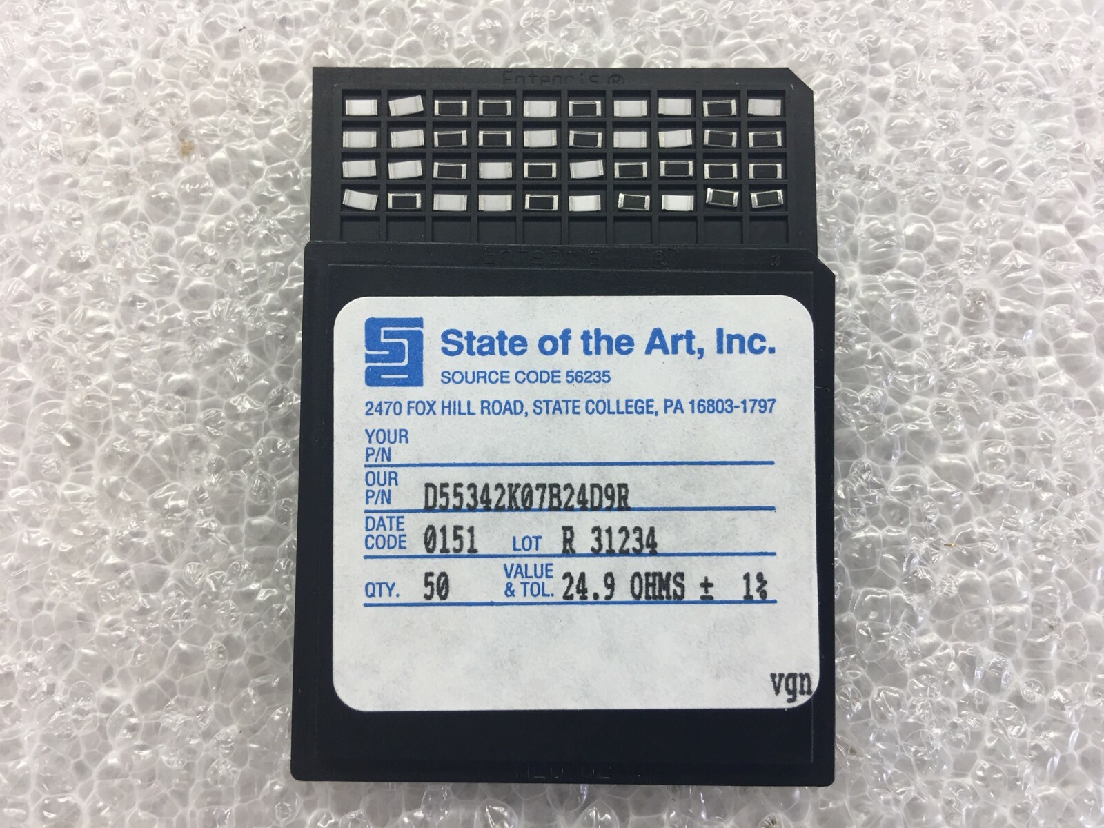 (5 PIECE LOT) D55342K07B24D9R, Res Thin Film 1206 24.9 Ohm 1% 0.25W ±100ppm/°C