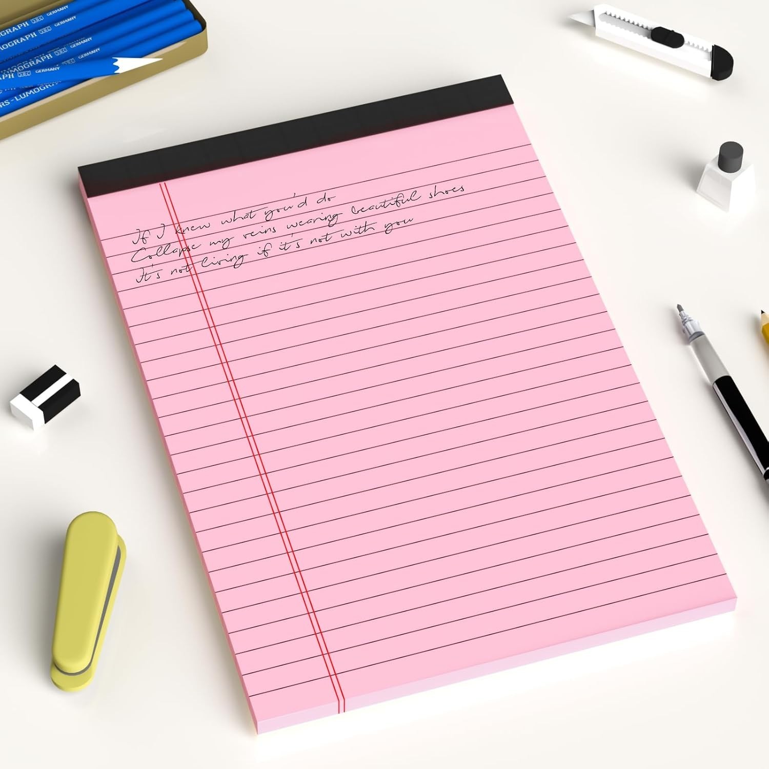 Small Legal Pads 5X8 Colored, 6 Pack Note Pads 5X8, Perforated Pink Legal Pad Co