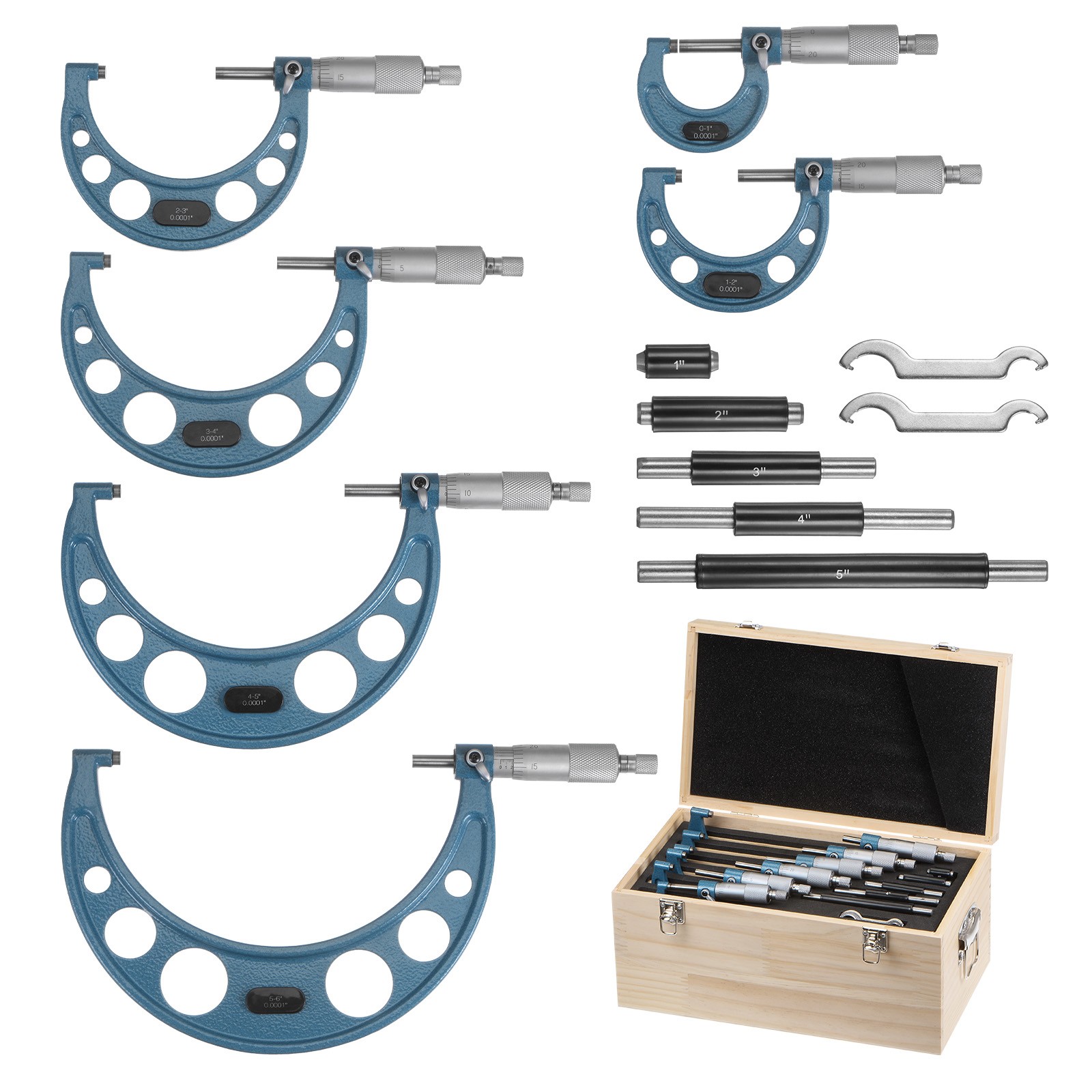 Outside Micrometer 0-1″ 1″-2″ 2″-3″ 3″-4″ 4″-5″ 5″-6″ 0.0001″ Graduation 6 in 1
