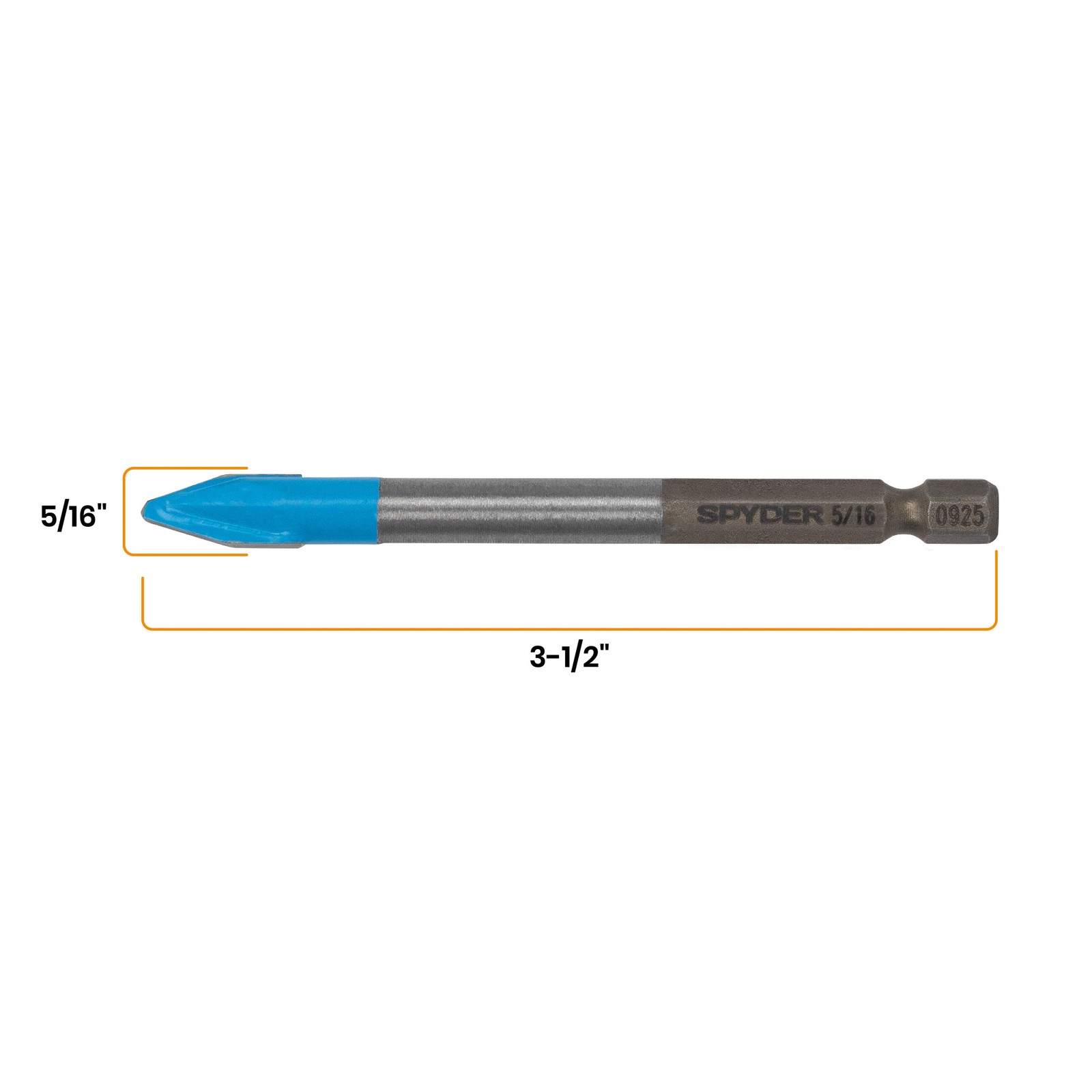 Spyder 5/16 in x 3.5 in Hex Shank Carbide-Tipped Glass and Tile Drill Bit 950075
