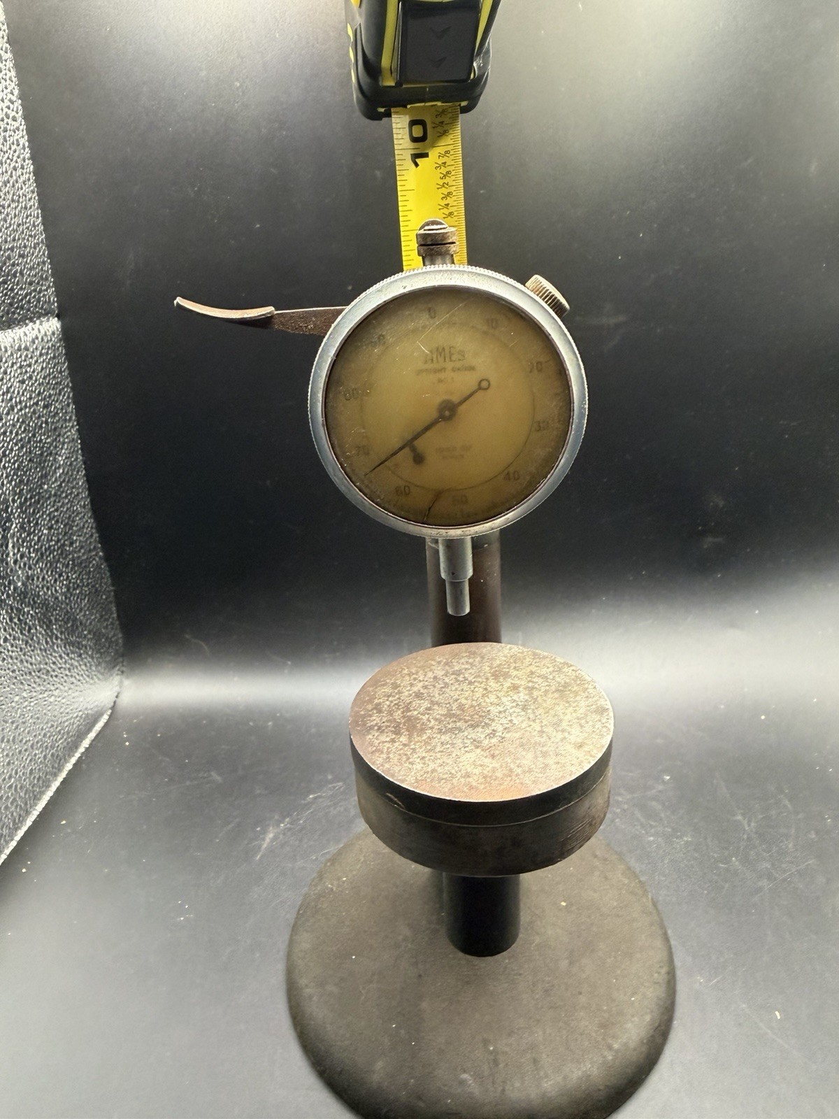 Vintage Antique B.C. Ames No. 1 Upright Gauge Dial Indicator Bench Stand 10″