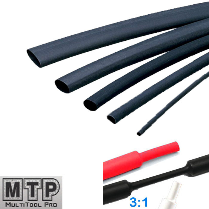 3/8″ (9.5mm) Pk 25/50 6″ 3:1 Heat Shrink Tubing Adhesive Lined Dual Wall Black