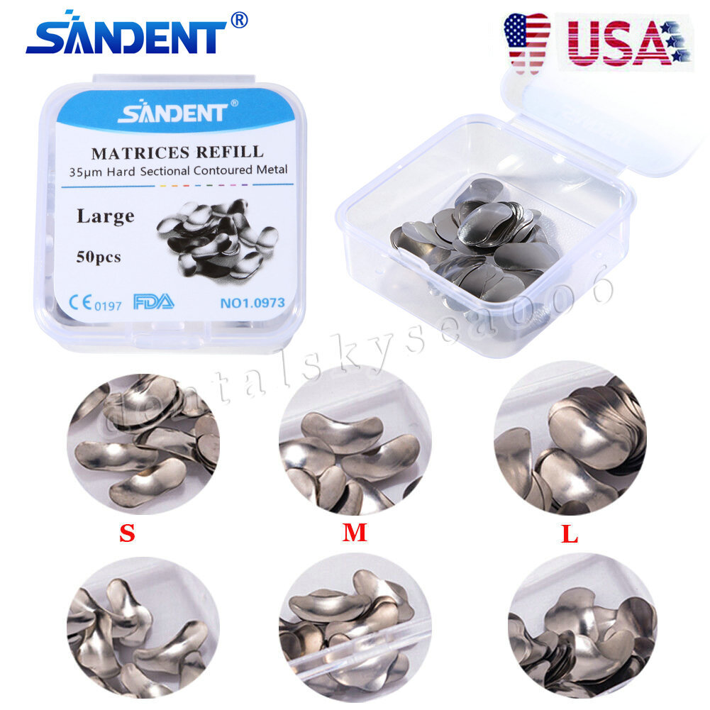 Dental Metal Matrices Matrix Band Sectional Contoured Refill Box S/M/L USA