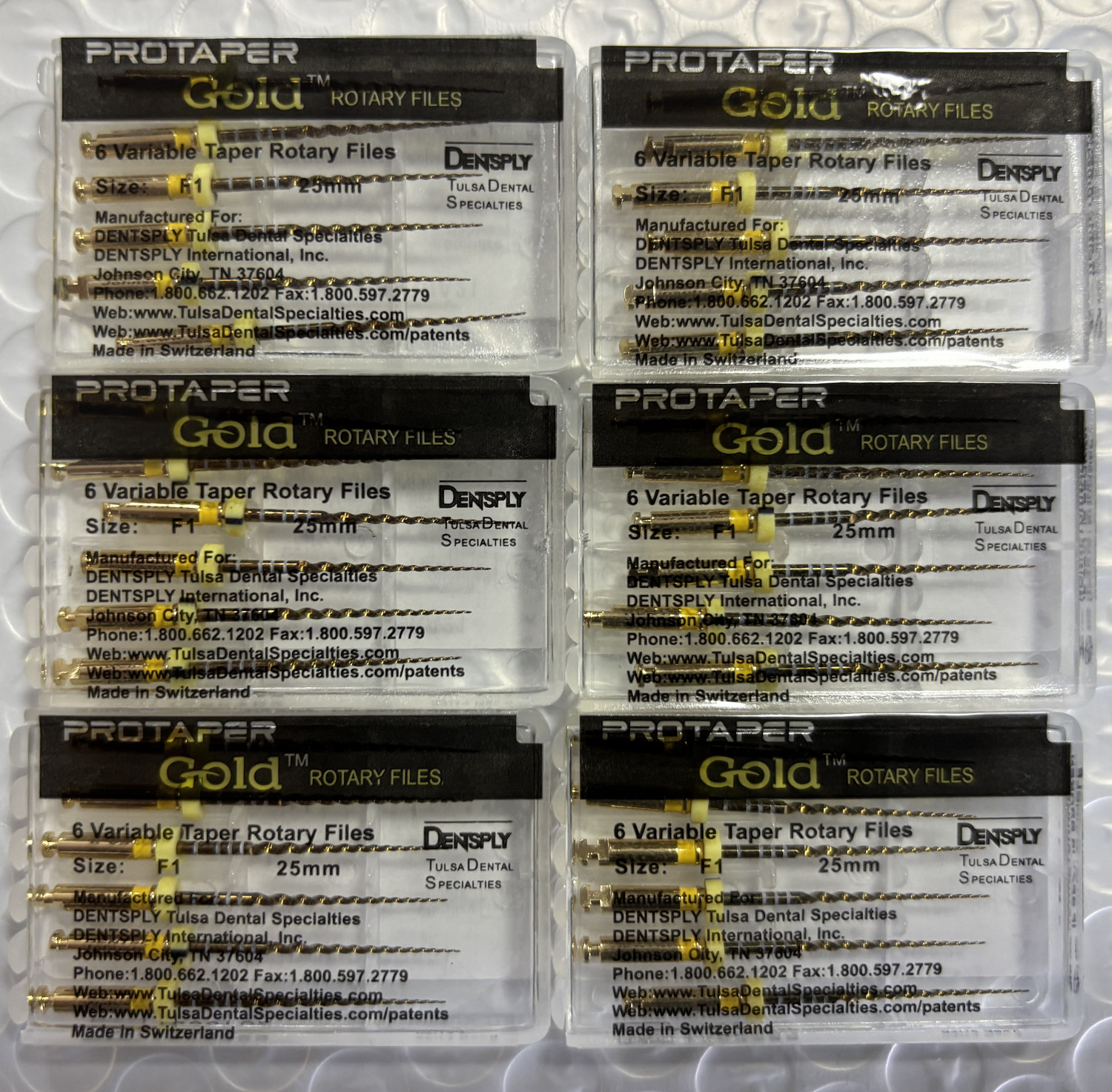 Dentsply ProTaper Gold Rotary Files Assorted Sizes 19/21/25/31mm Files 6/Pack US