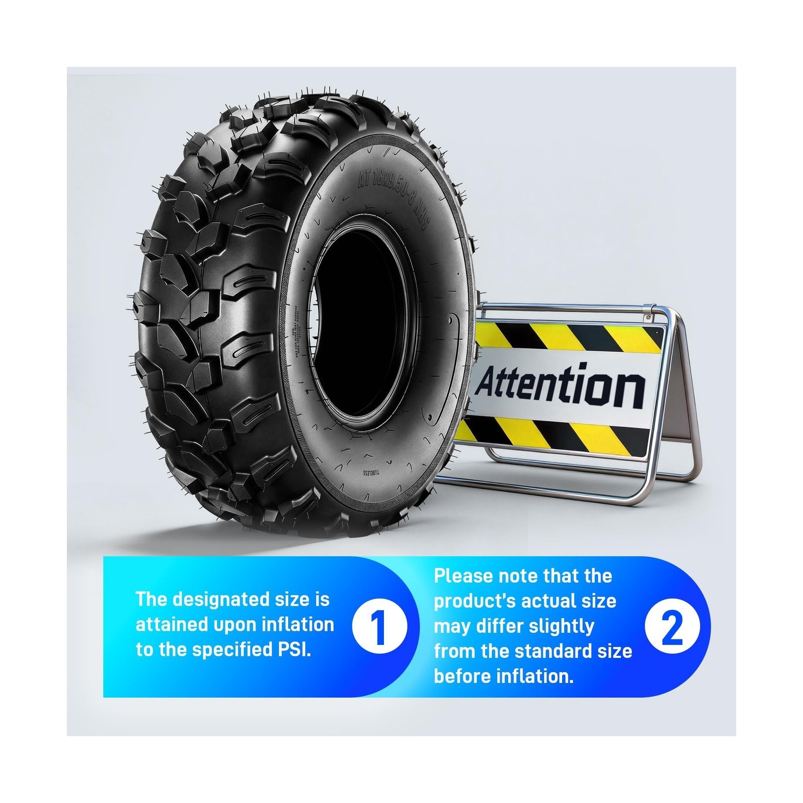 18×9.50-8 ATV Tires,4PR All-Terrain Tires,Tubeless,Pack of 2 | 18×9.50×8 ATV …