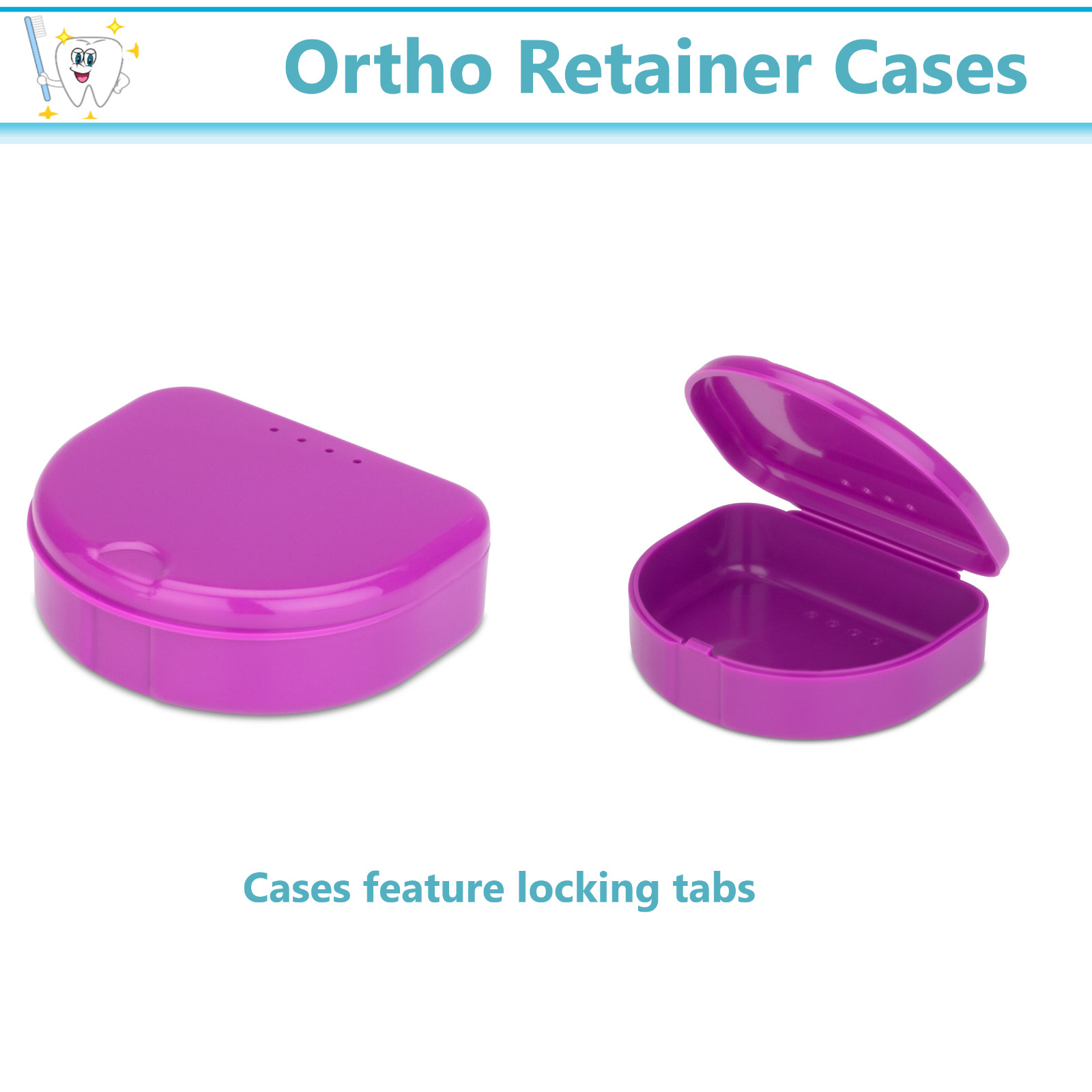 Dental Retainer Box Orthodontic Appliance Guard Snap closure, 1″ Assorted 100/Cs