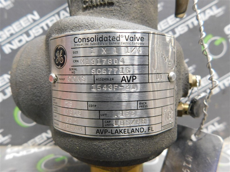 USED GE Dresser 1543F-21 Consolidated Valve 1 X 1 1/4 592 Lbs/hr .156 Lift