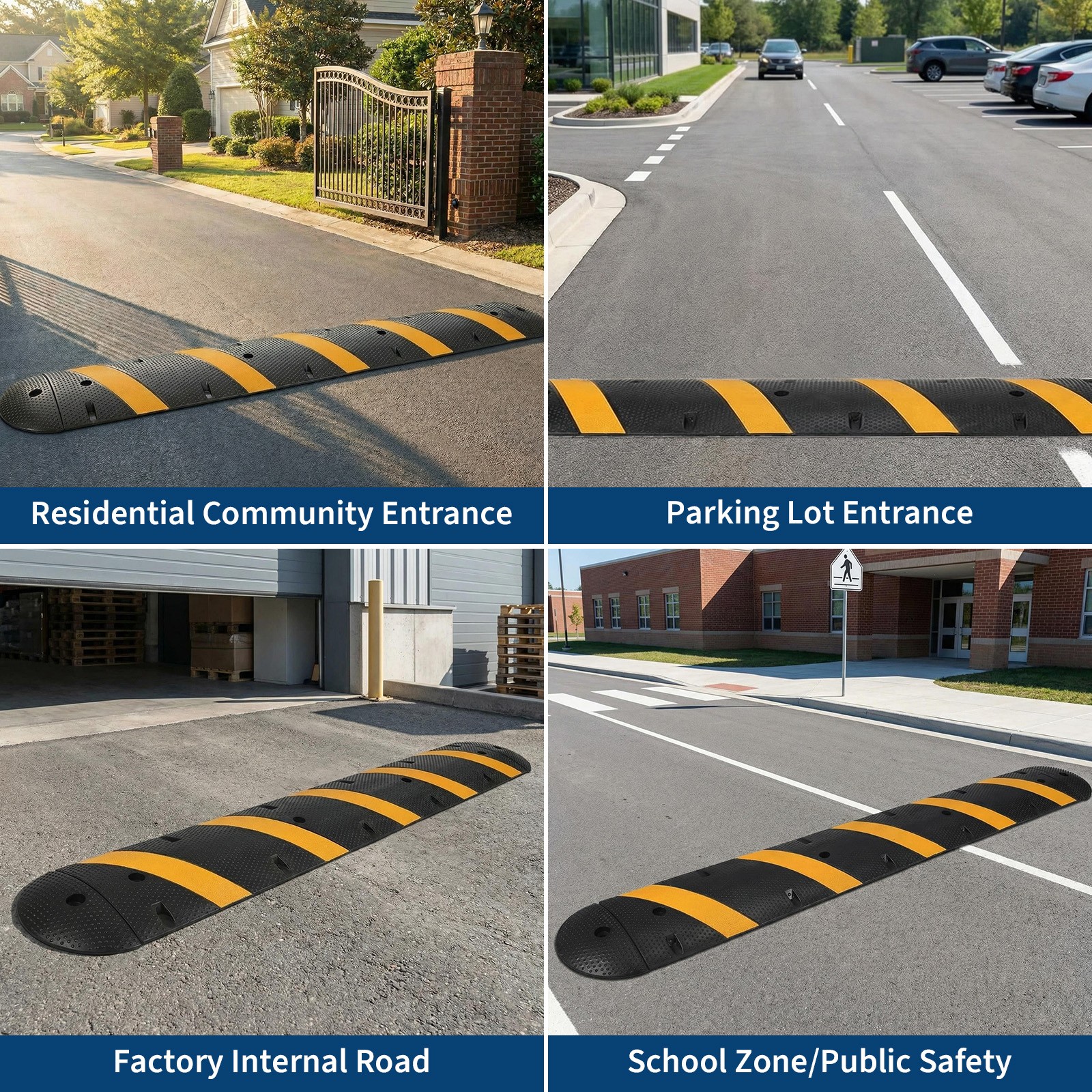 7 FT Rubber Speed Bump, 84″ Speed Bumps with End Caps, 25,000LBS Capacity