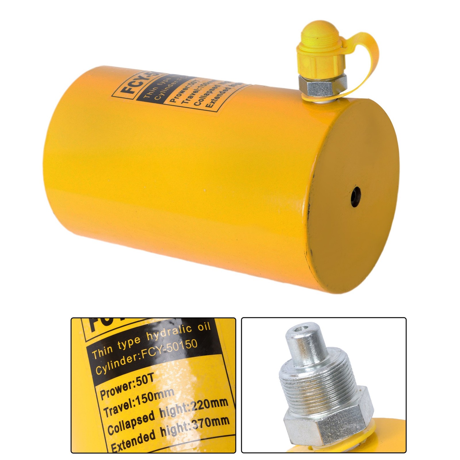 Solid Hydraulic Ram Cylinder Jack 50 Ton 6 Inch 150 mm Stroke Single Acting Pump