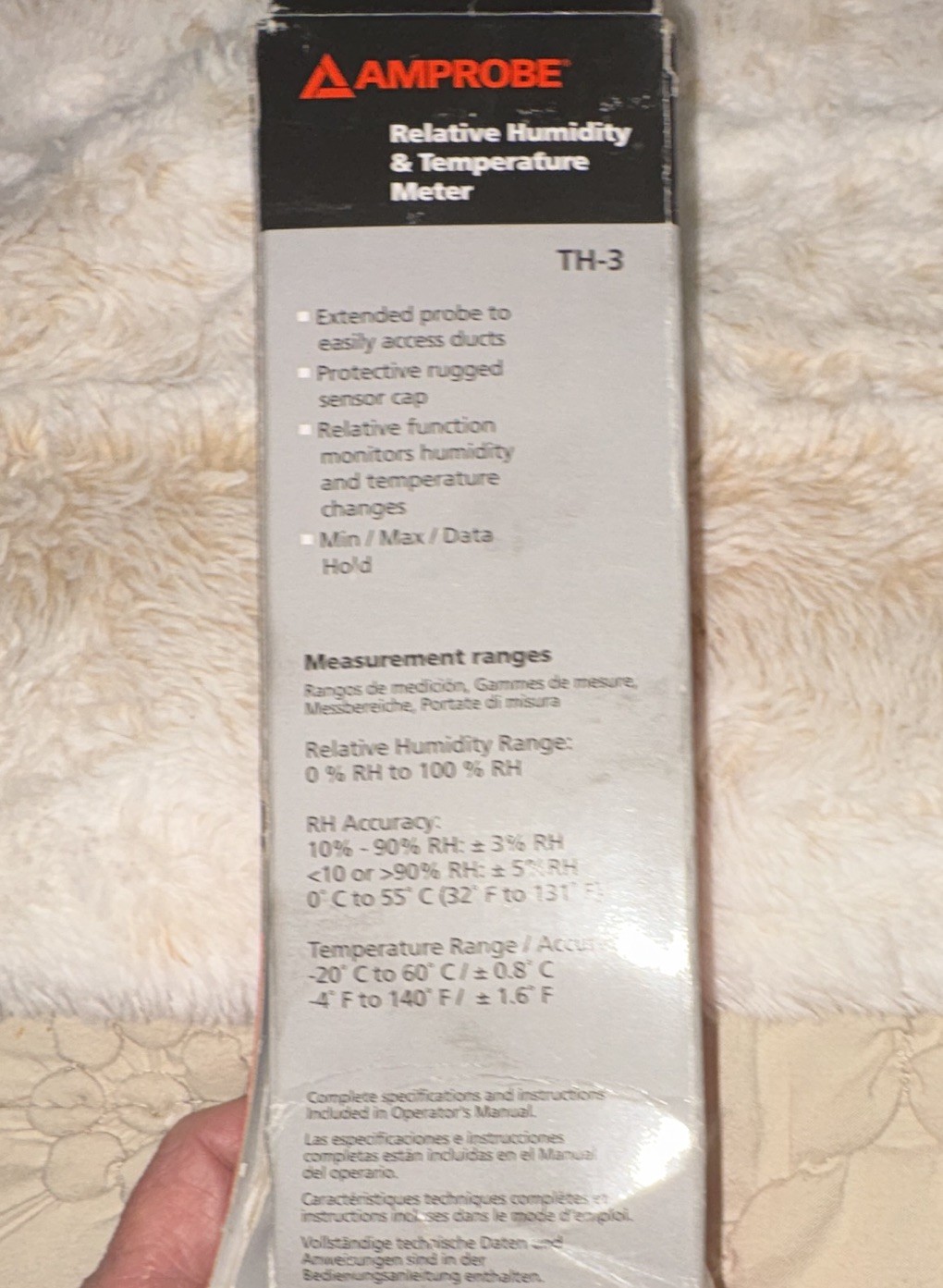 Amprobe TH-3 Digital Humidity & Temperature Meter Hygrometer -20°C to 60°C